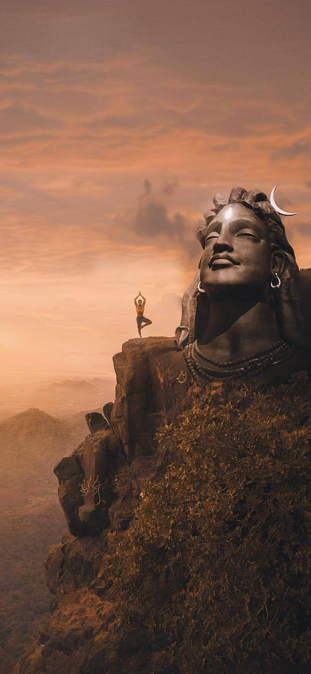 Mahadev, cliff, colossal serene statue, HD Phone Wallpaper