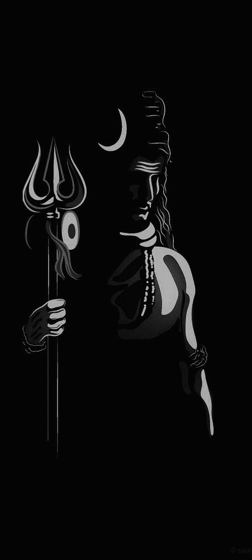 Mahadev, trident, crescent moon, Full HD Phone Wallpaper