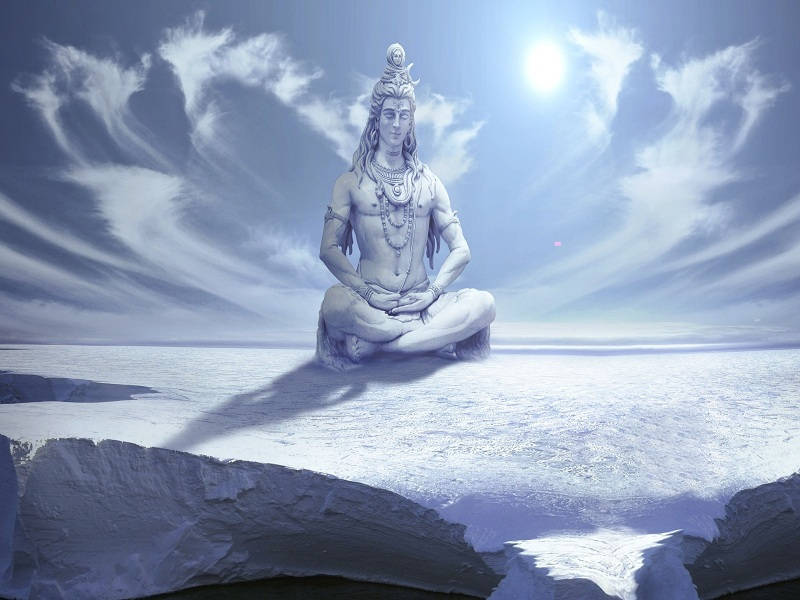 Mahadev Full HD, white statue of Shiva, snowy cliff, SD Desktop Wallpaper