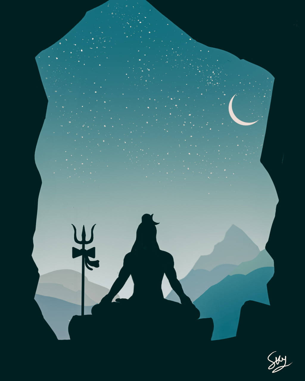 Mahadev, trident, cave opening, HD Phone Wallpaper