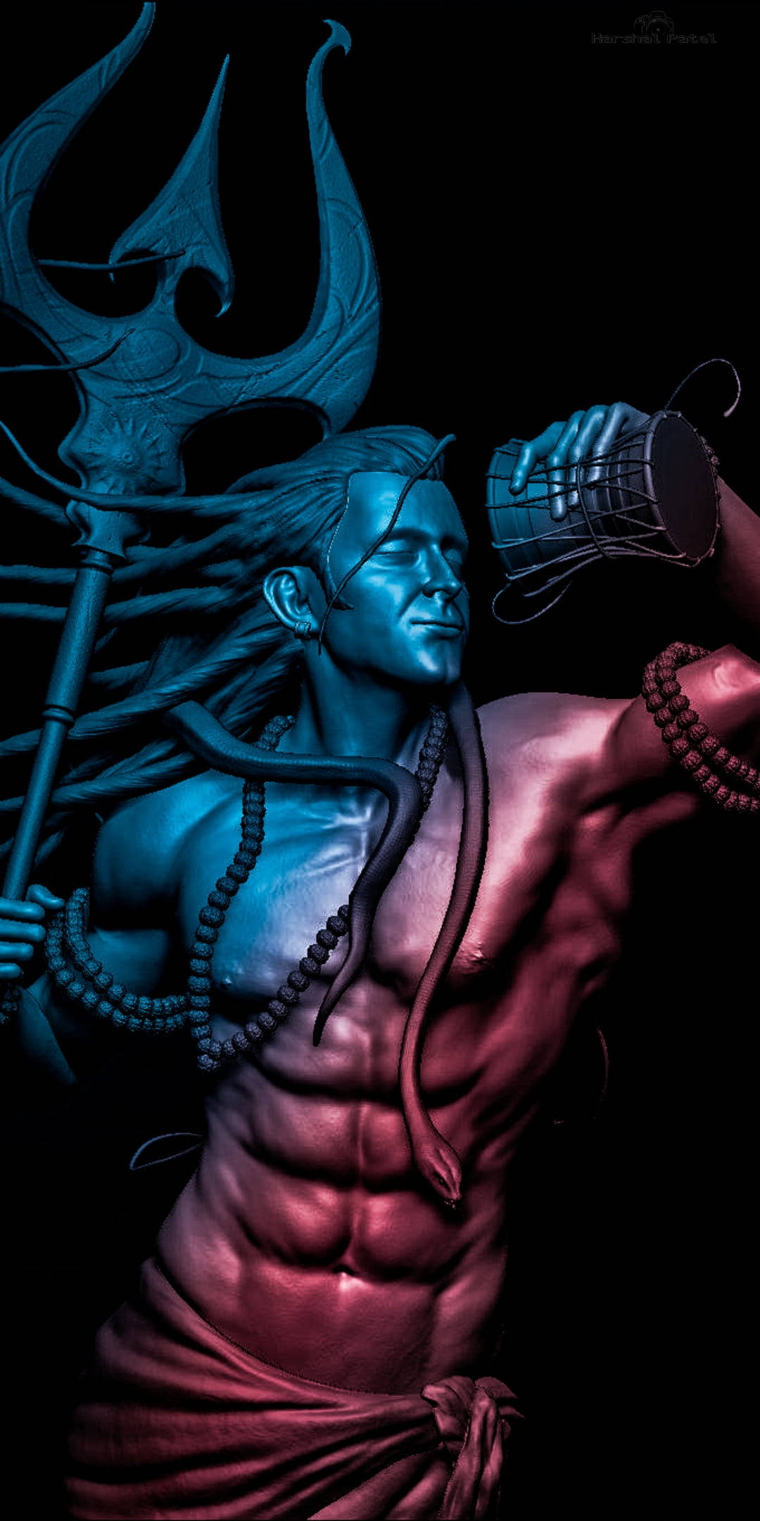 Mahadev Rudra Avatar, trident, drum, Full HD Phone Wallpaper