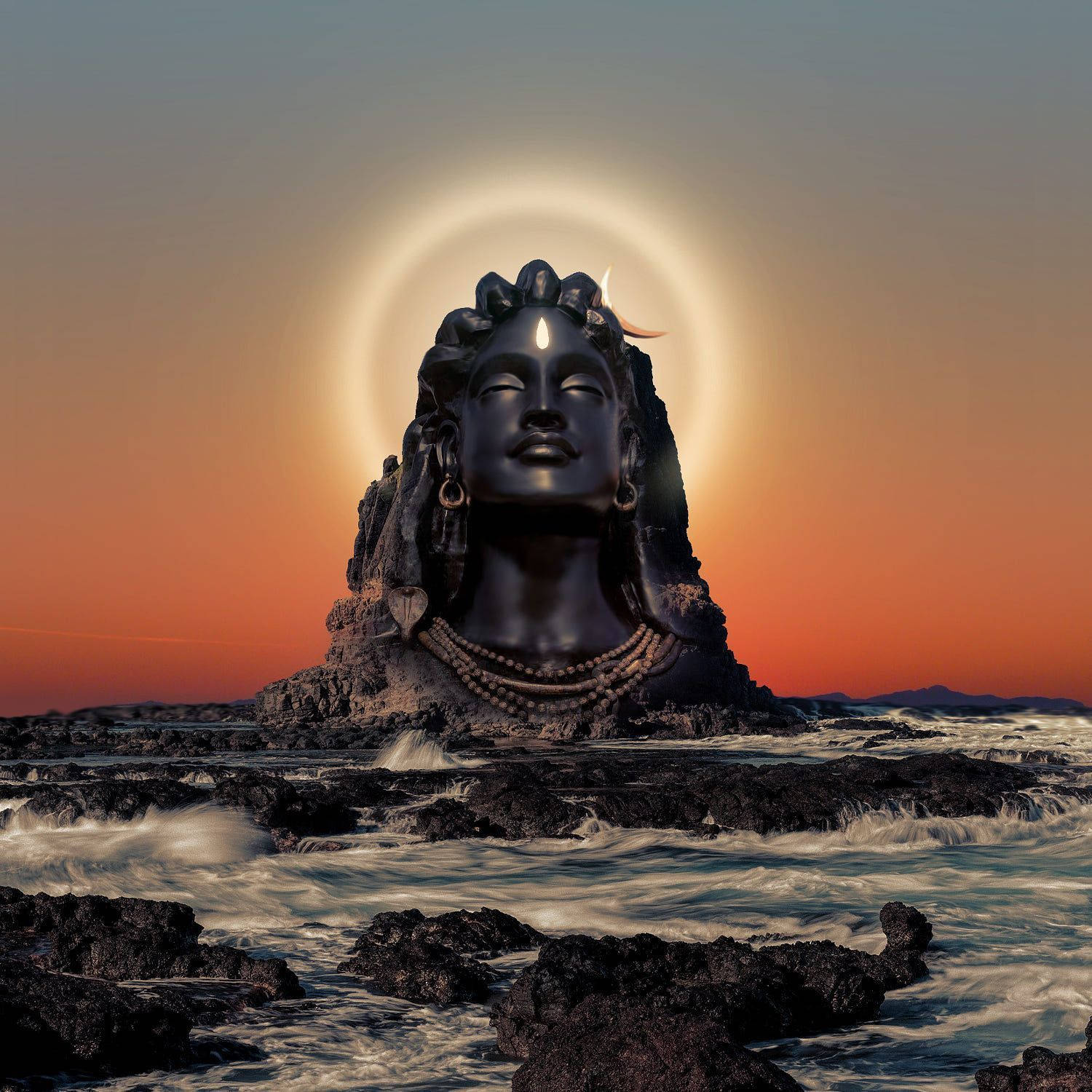 Mahadev Rudra Avatar, bust statue, dark stone, HD Desktop Wallpaper