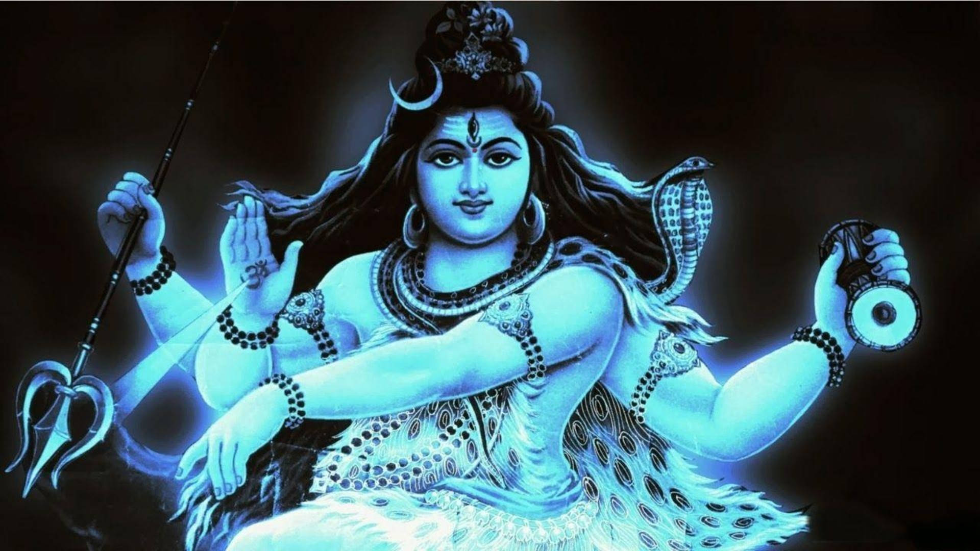 Blue Mahadev Rudra Avatar, goddess, multiple arms, Full HD Desktop Wallpaper