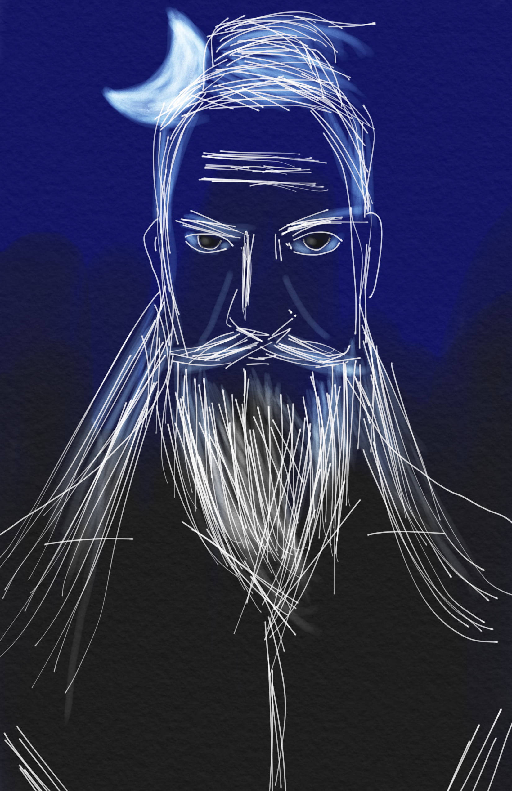 Mahadev Rudra Avatar, bearded man, crescent moon, Full HD Phone Wallpaper