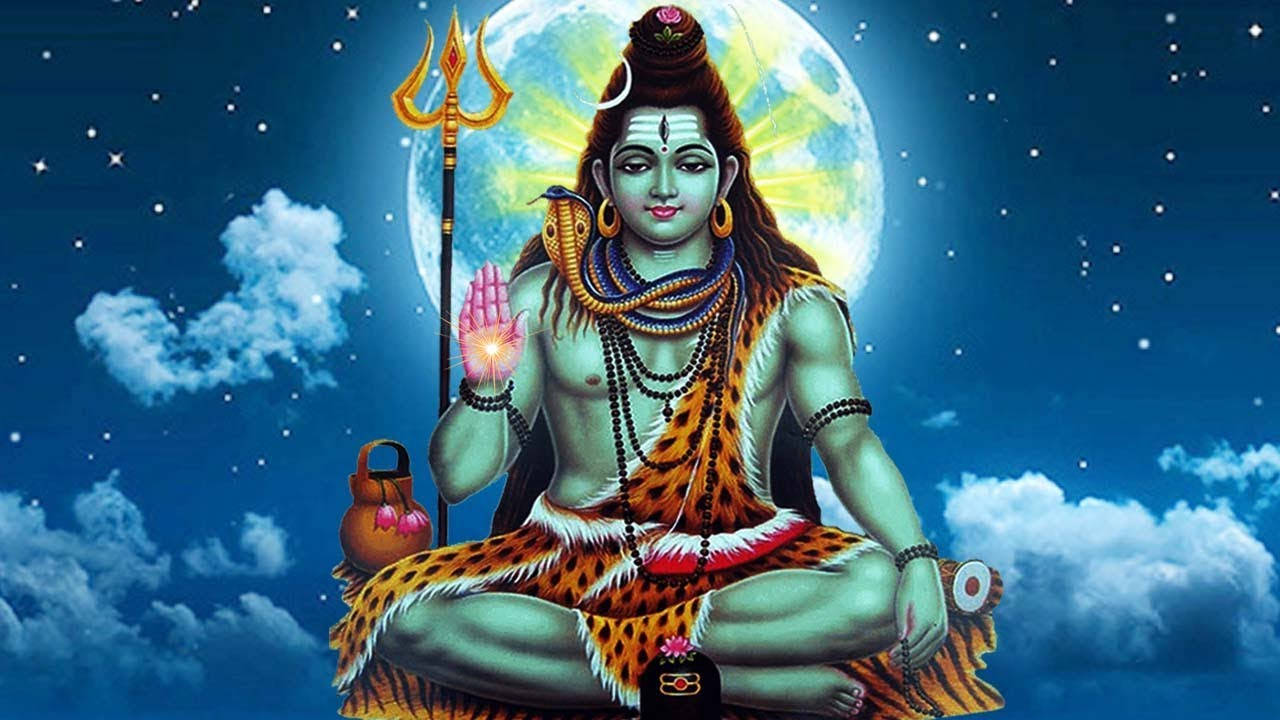 Mahadev, moon, trident, HD Desktop Wallpaper