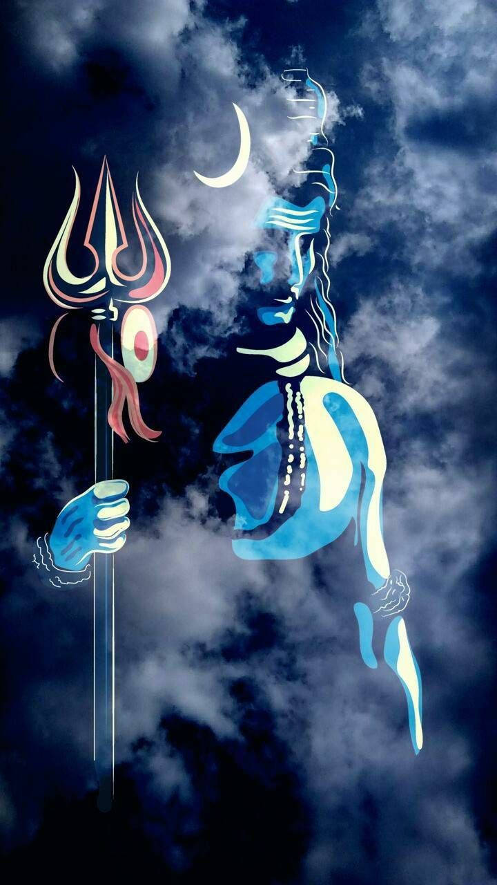 Mahadev, crescent moon, trident, HD Phone Wallpaper