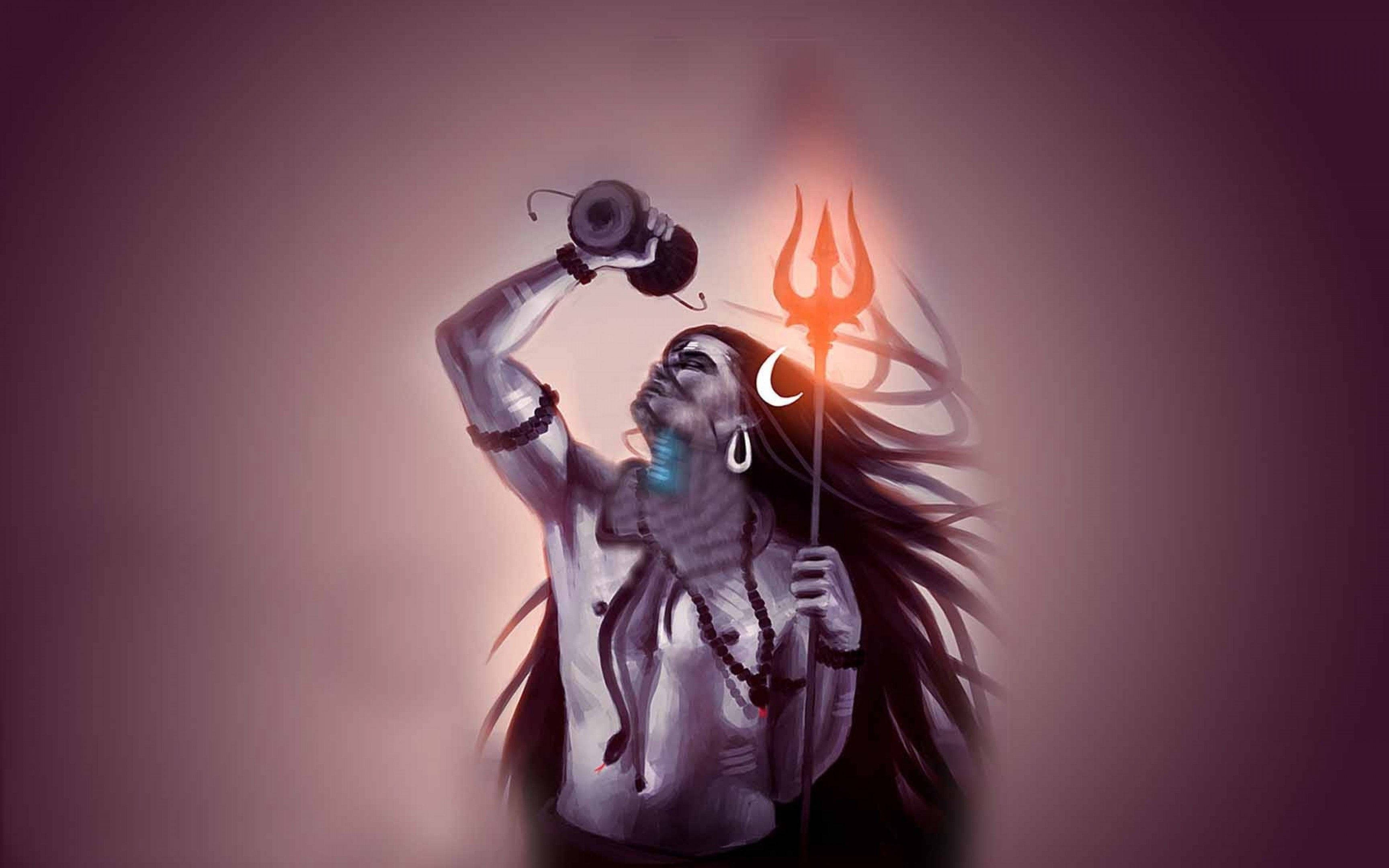 Mahadev, damru, trishul, 2K Desktop Wallpaper