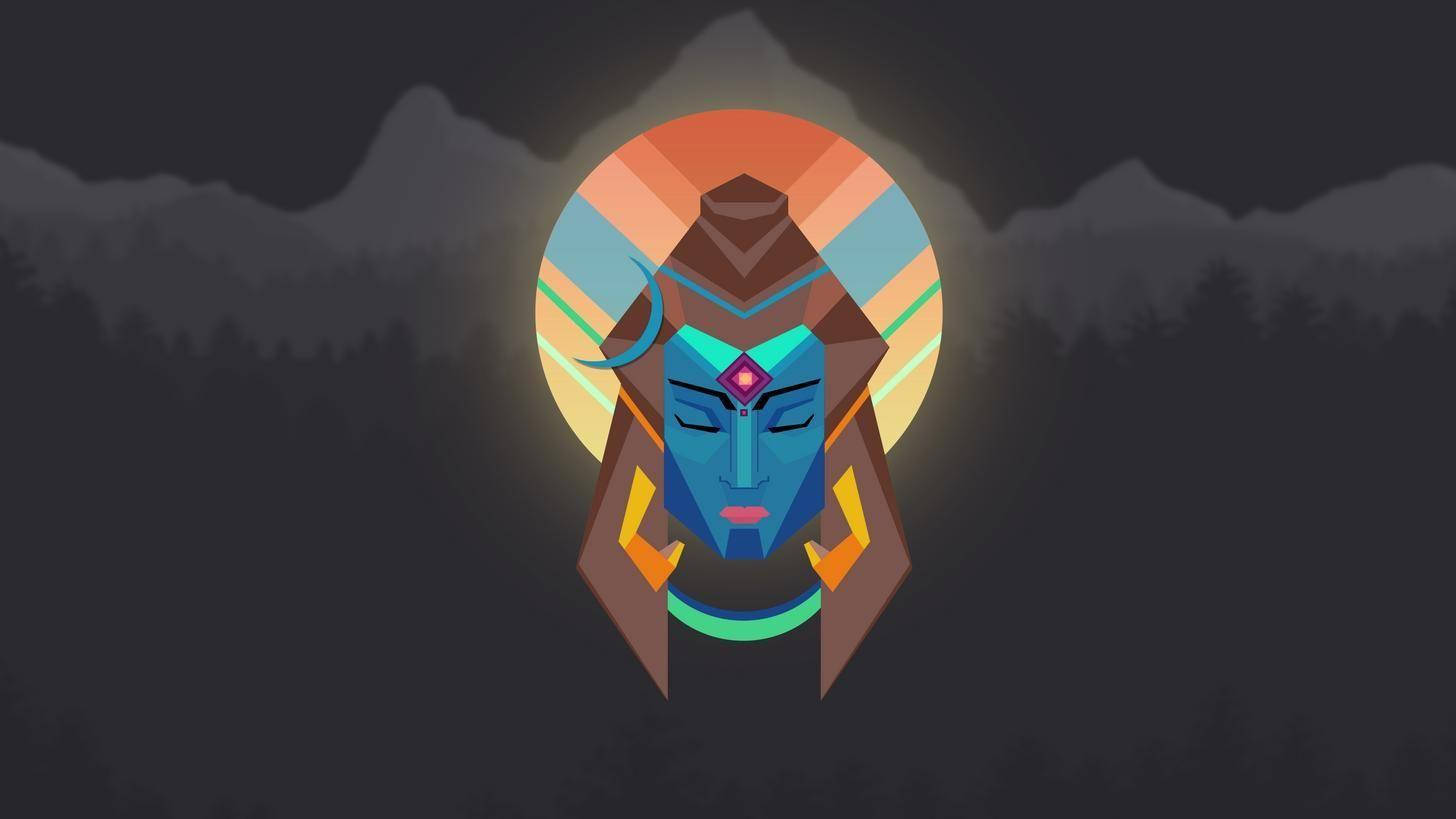 Mahadev, blue-faced, closed eyes, HD Desktop Wallpaper