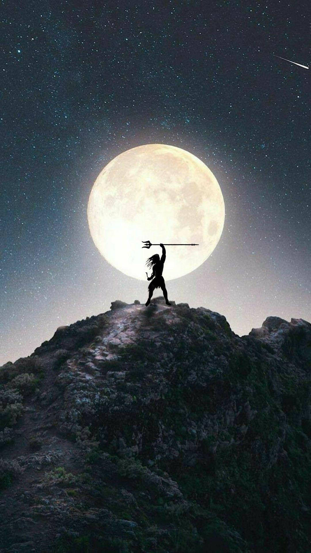 Mahadev, rocky peak, trident, Full HD Phone Wallpaper