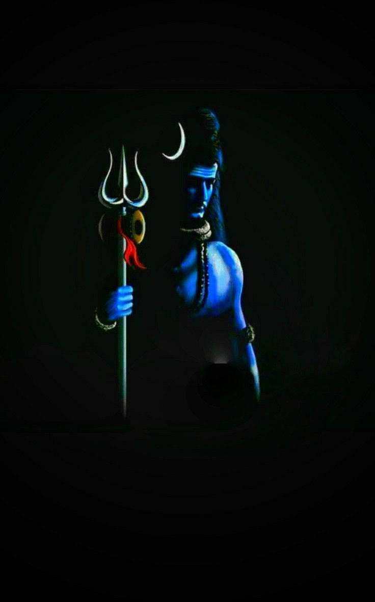 Mahadev, blue-skinned deity, crescent moon hair, SD Phone Wallpaper