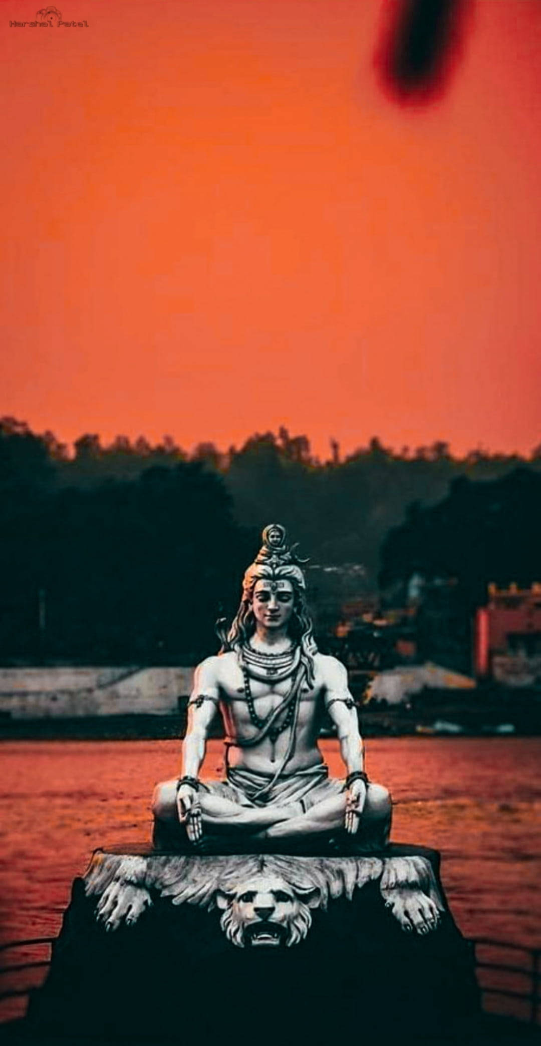 Mahadev, silver Shiva statue, lion-headed pedestal, Full HD Phone Wallpaper