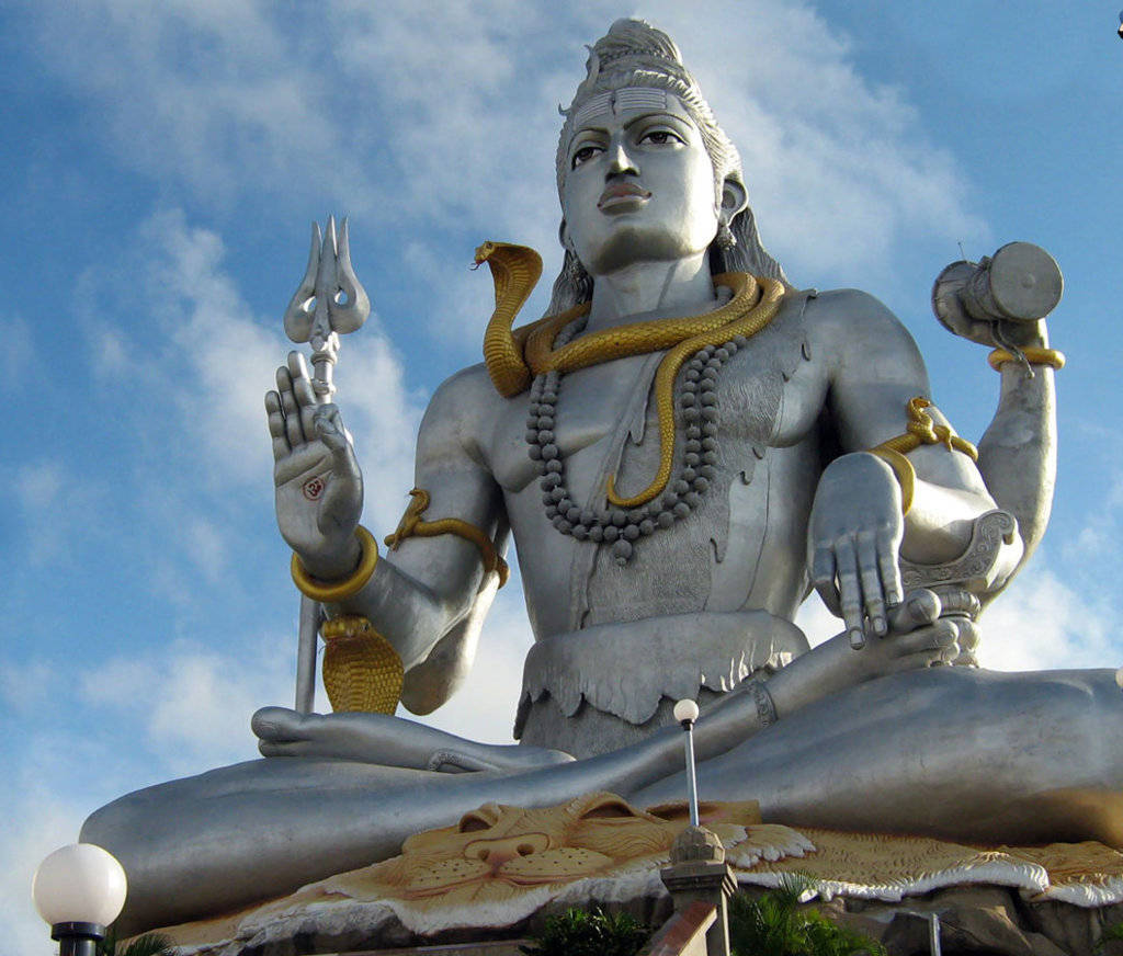 Mahadev, silver statue, golden serpent, SD Desktop Wallpaper