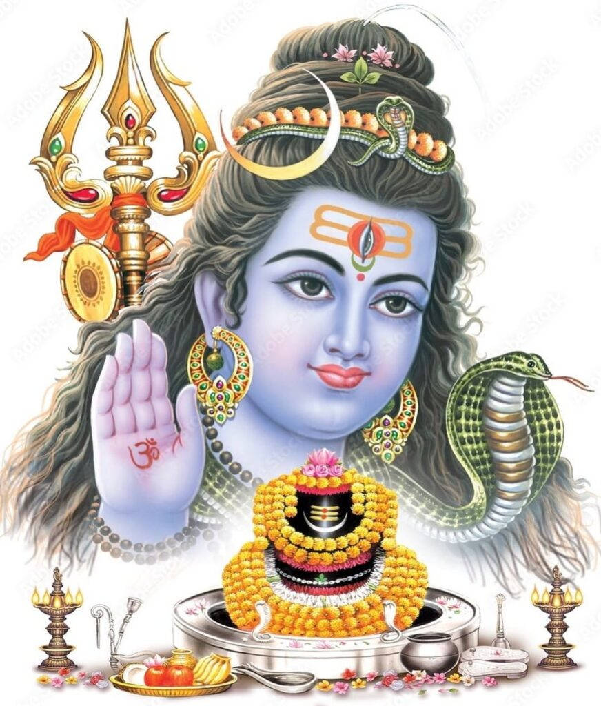 Mahadev, blue-skinned, crescent moon, SD Phone Wallpaper