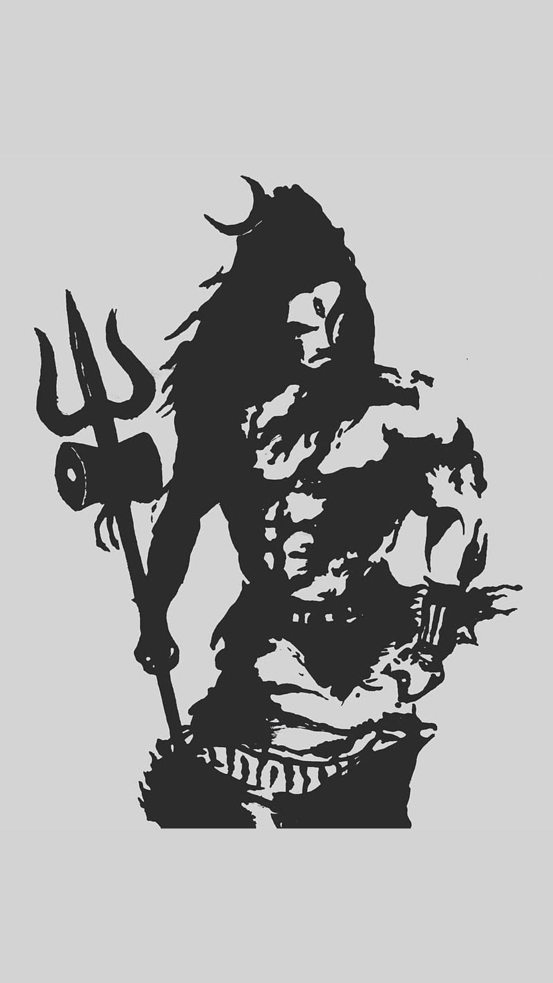Mahakal, angry, black silhouette, Full HD Phone Wallpaper