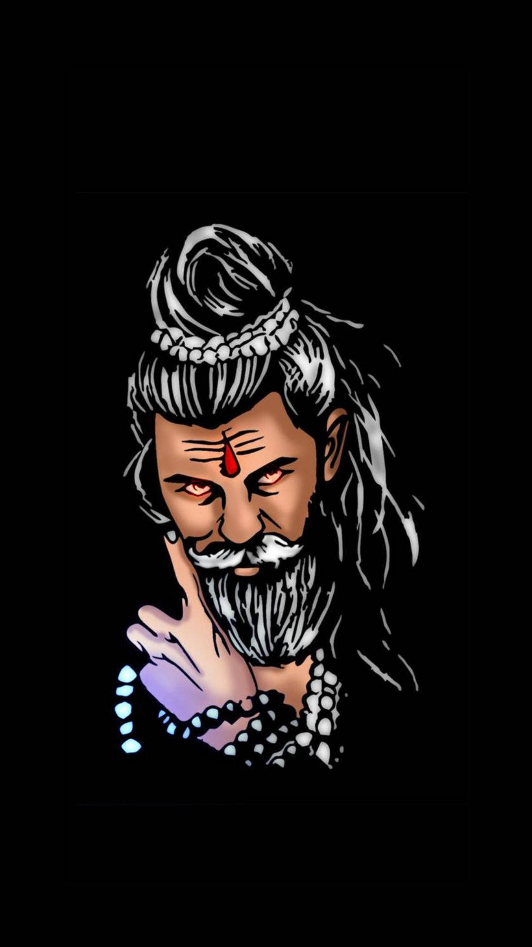 Mahakal Angry, white hair beads, red tilak, Full HD Phone Wallpaper