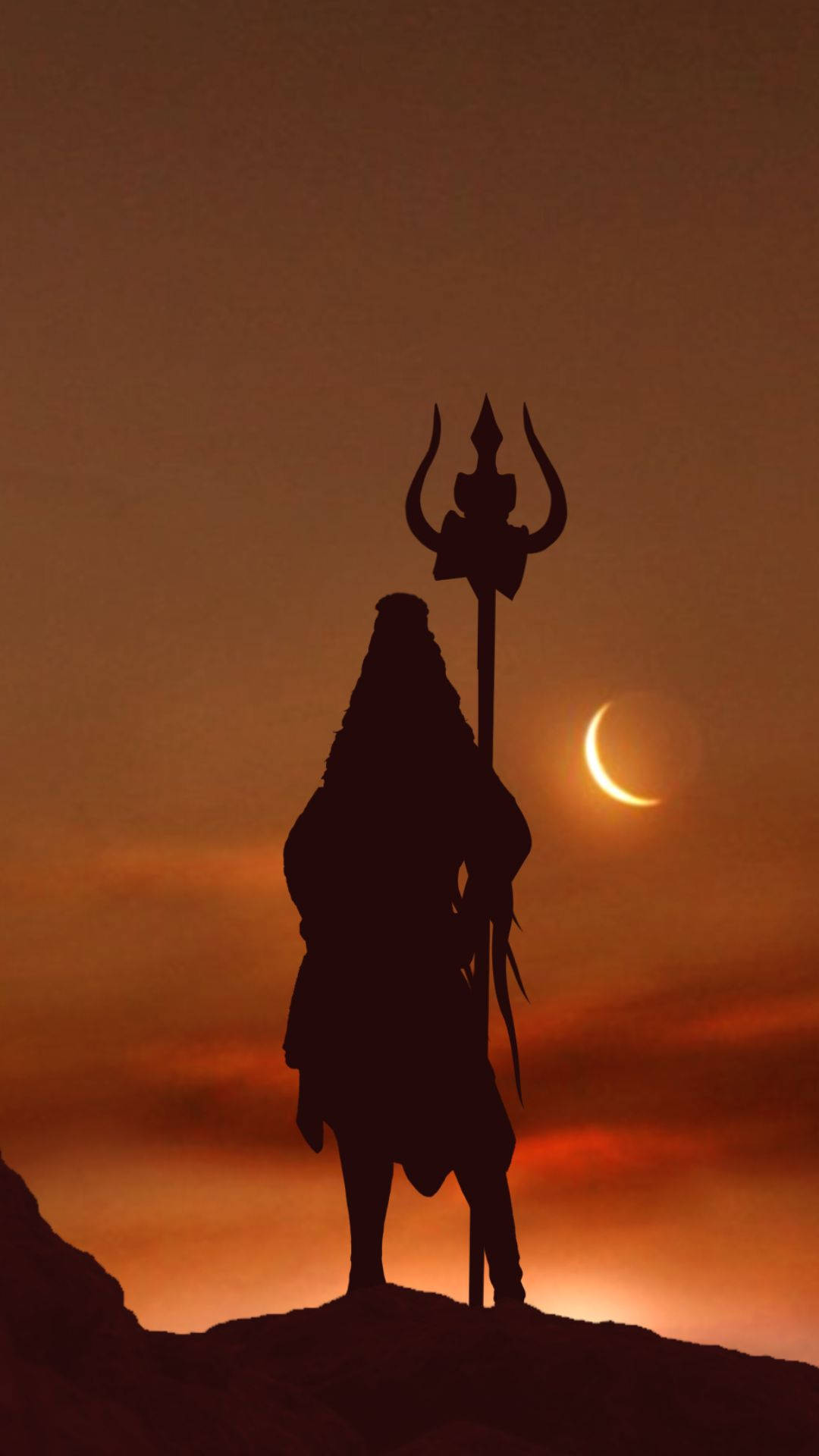 Mahakal Angry, trident, rocky peak, Full HD Phone Wallpaper