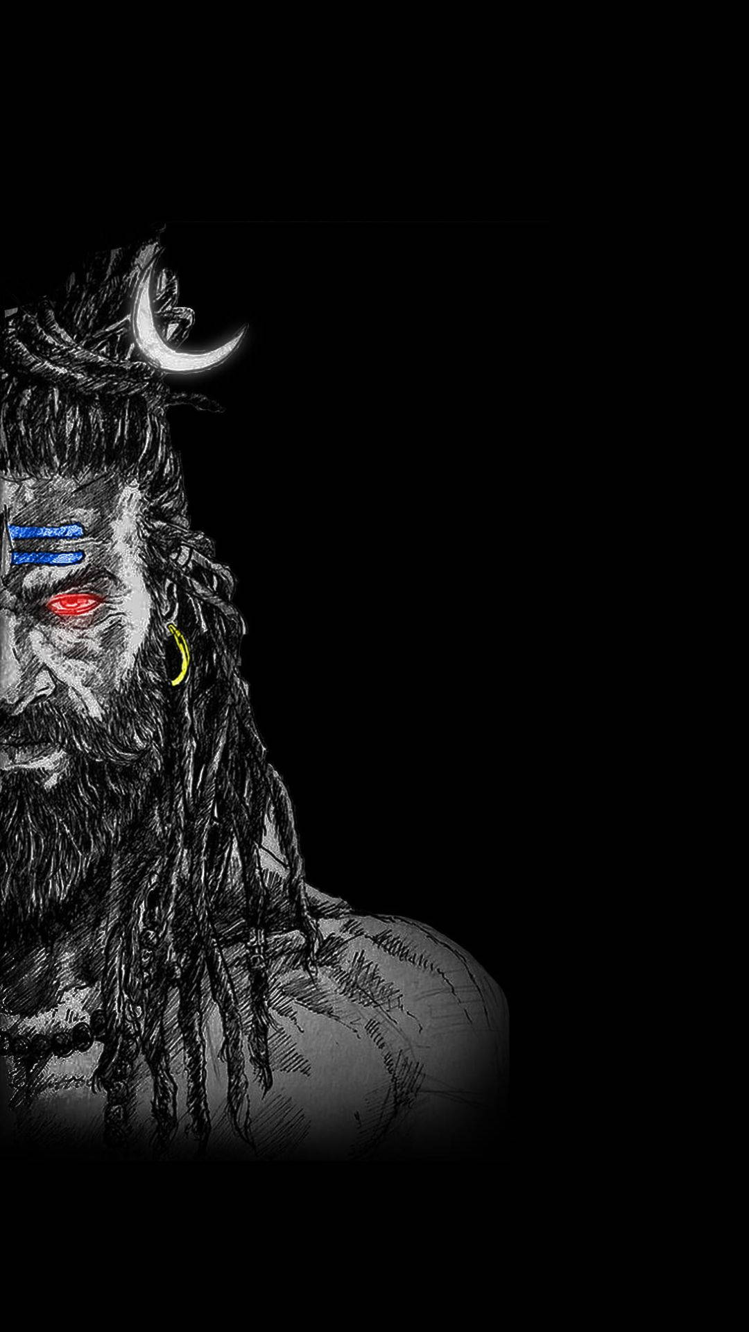 Mahakal Angry, dreadlocks, crescent moon horn, Full HD Phone Wallpaper