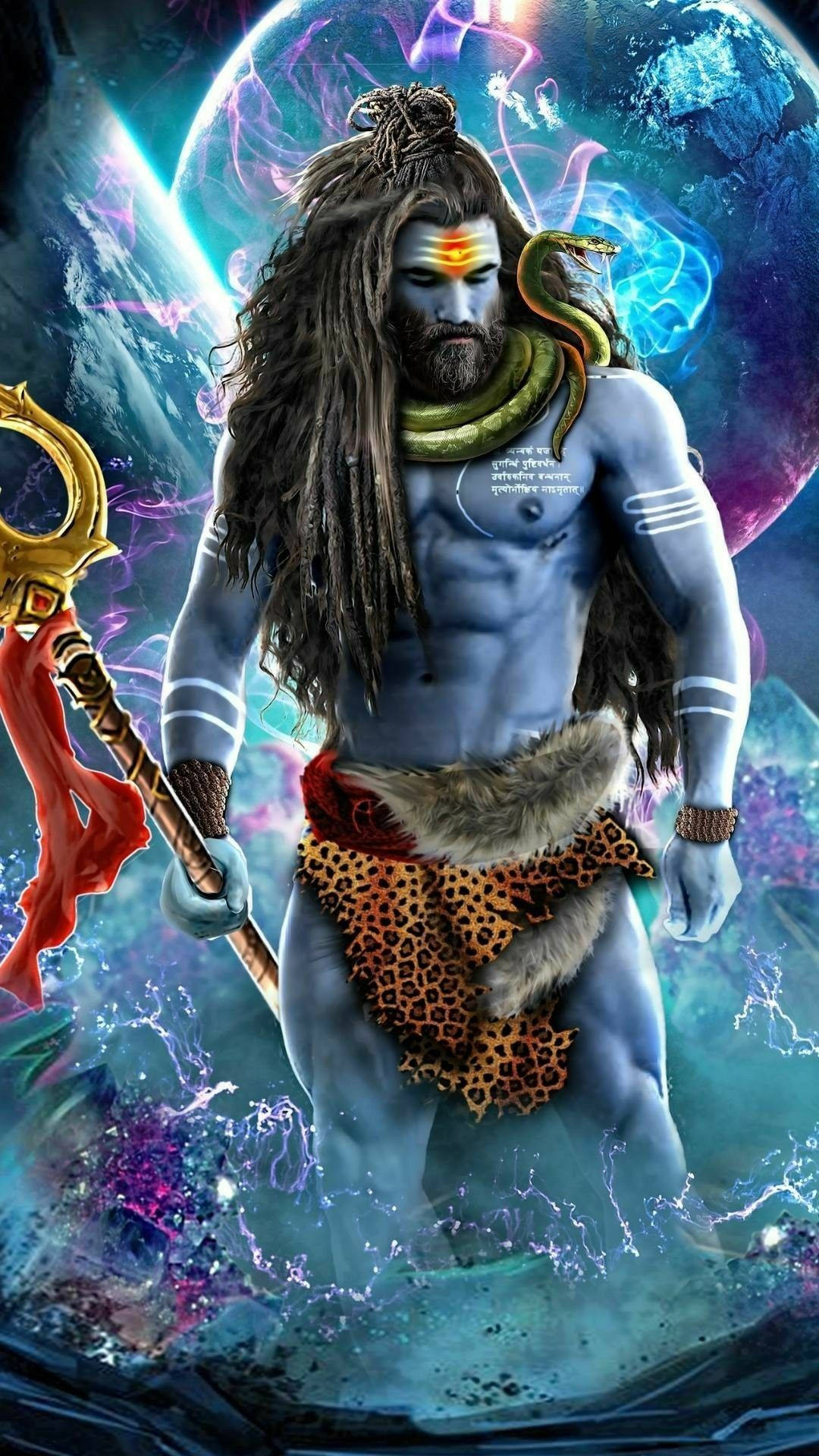 Mahakal Angry, blue-skinned, dreadlocks, Full HD Phone Wallpaper