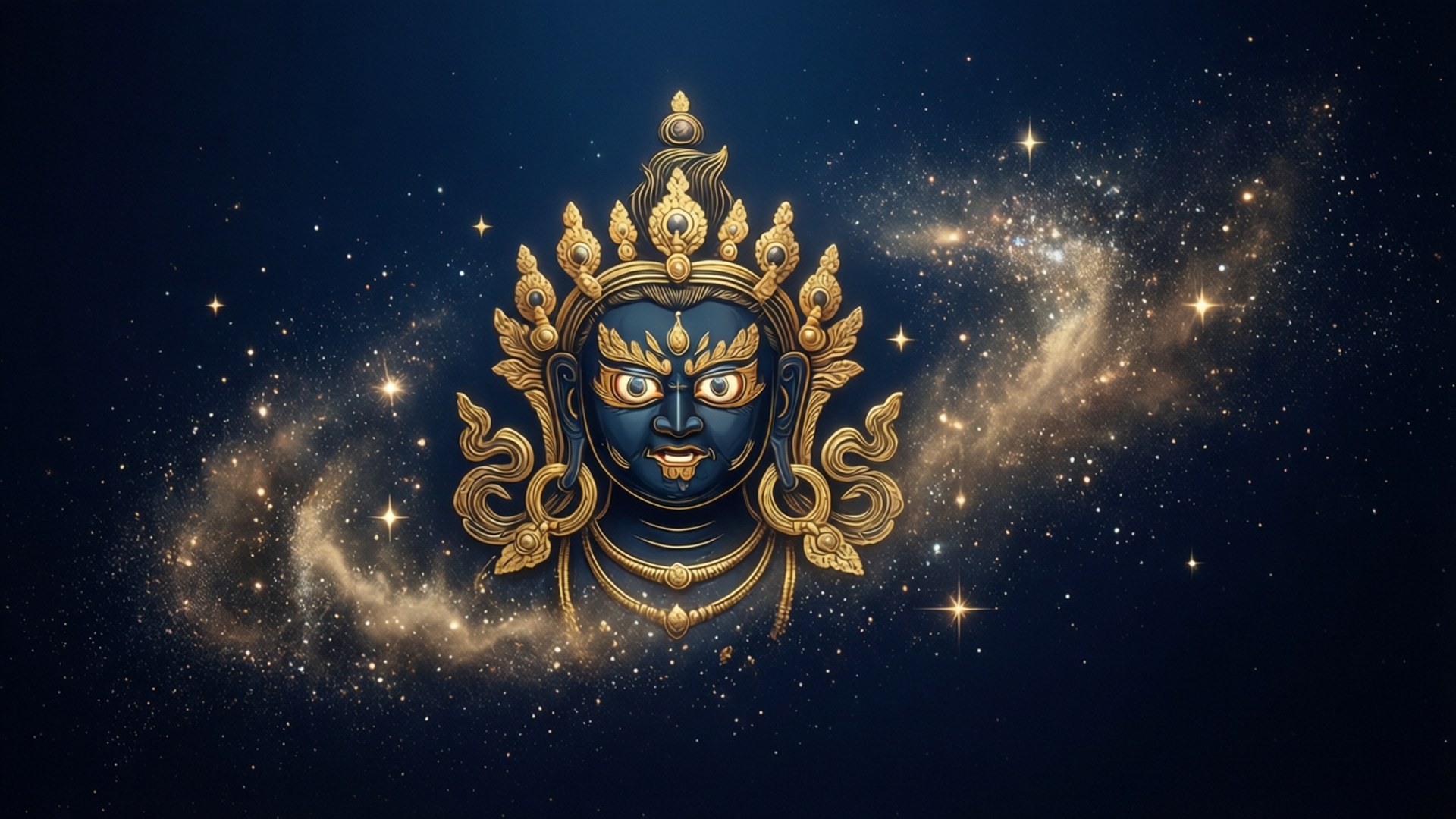 Golden Mahakal, cosmos, radiant blue deity, Full HD Desktop Wallpaper