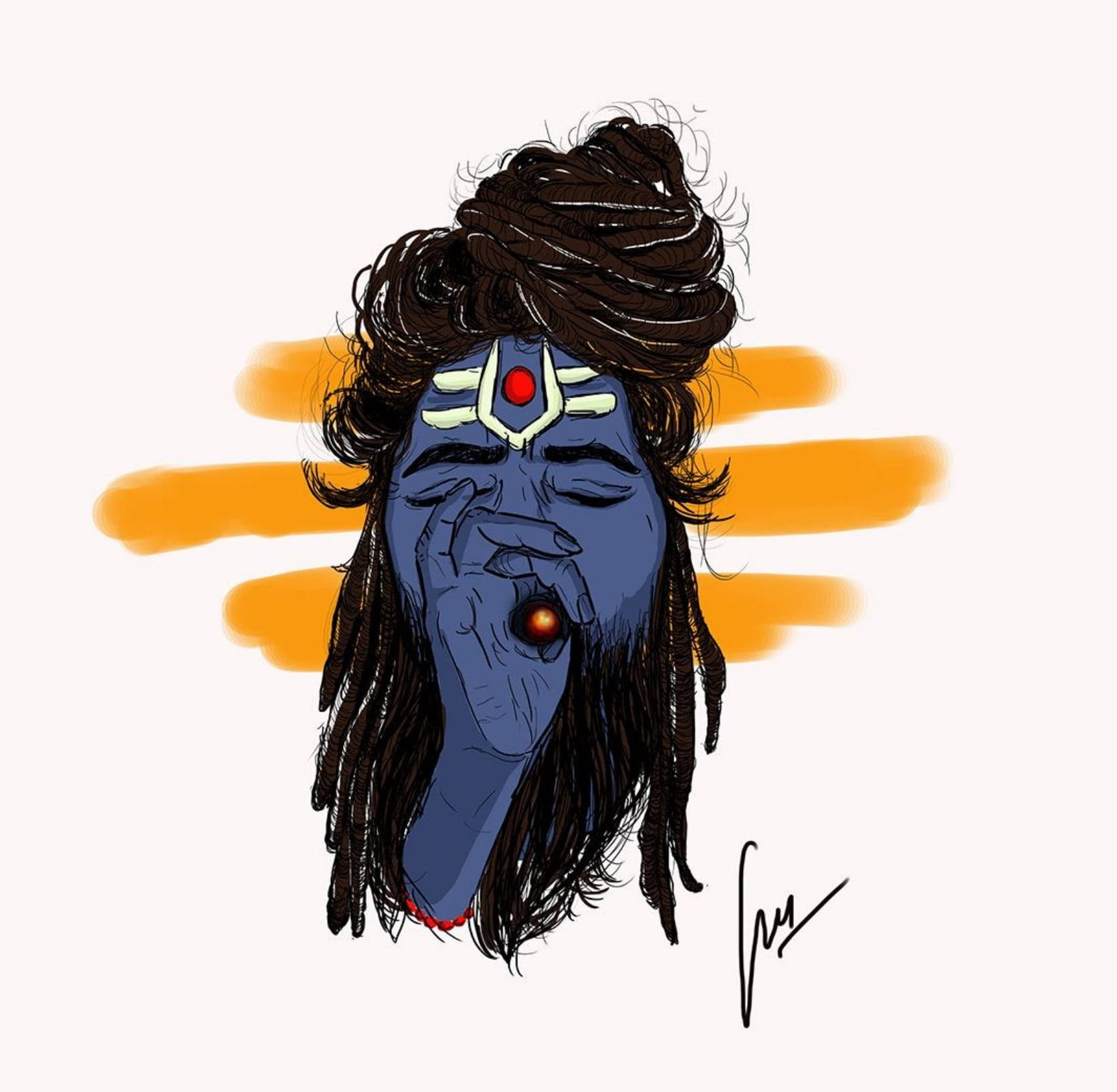 Mahakal Smoking, blue body, dreadlocks, HD Desktop Wallpaper