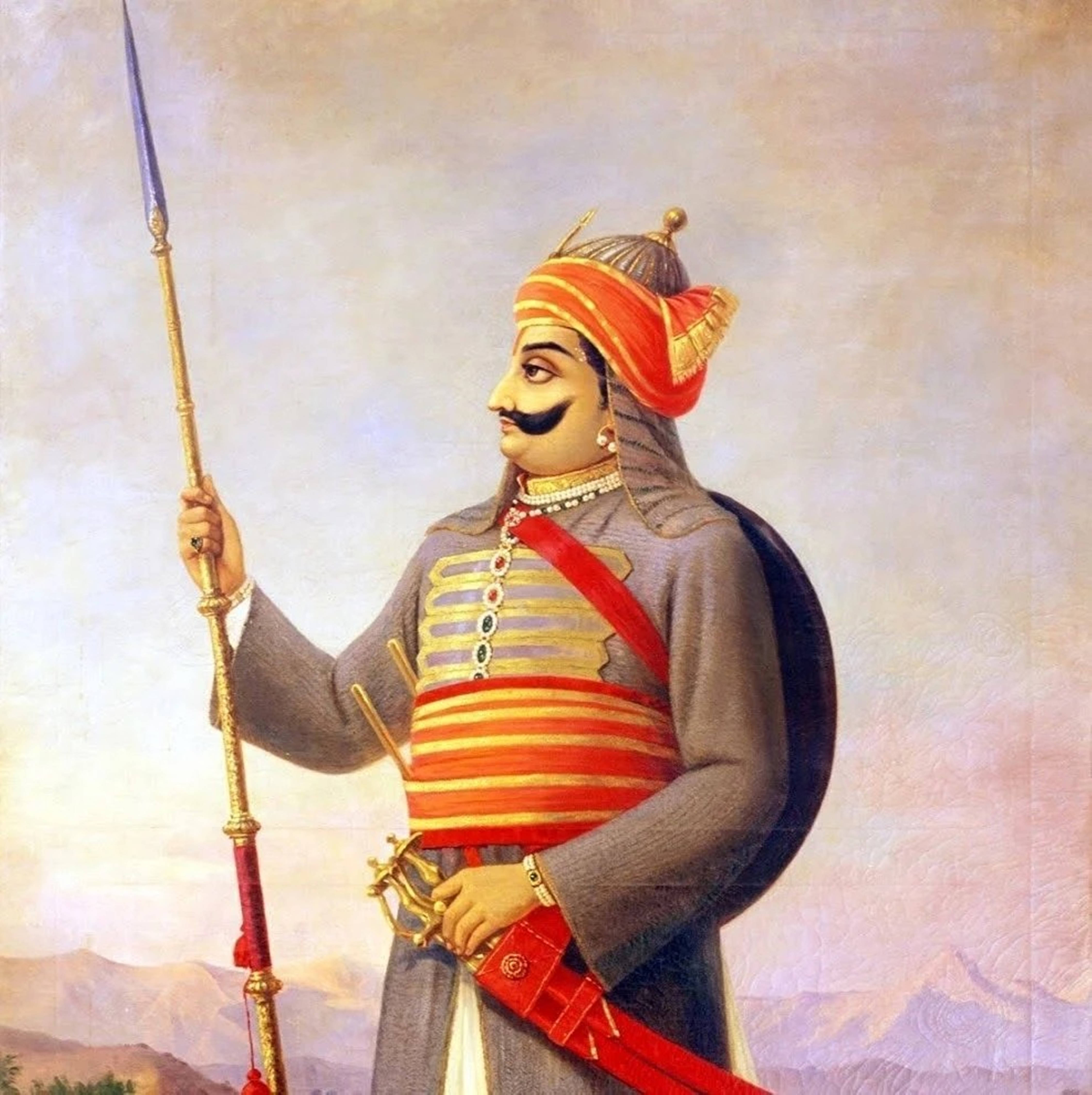 Maharana Pratap, ornate armor, red turban, 4K Phone Wallpaper