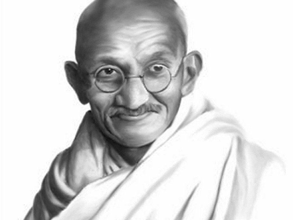 Mahatma Gandhi, pencil sketch, round glasses, SD Desktop Wallpaper