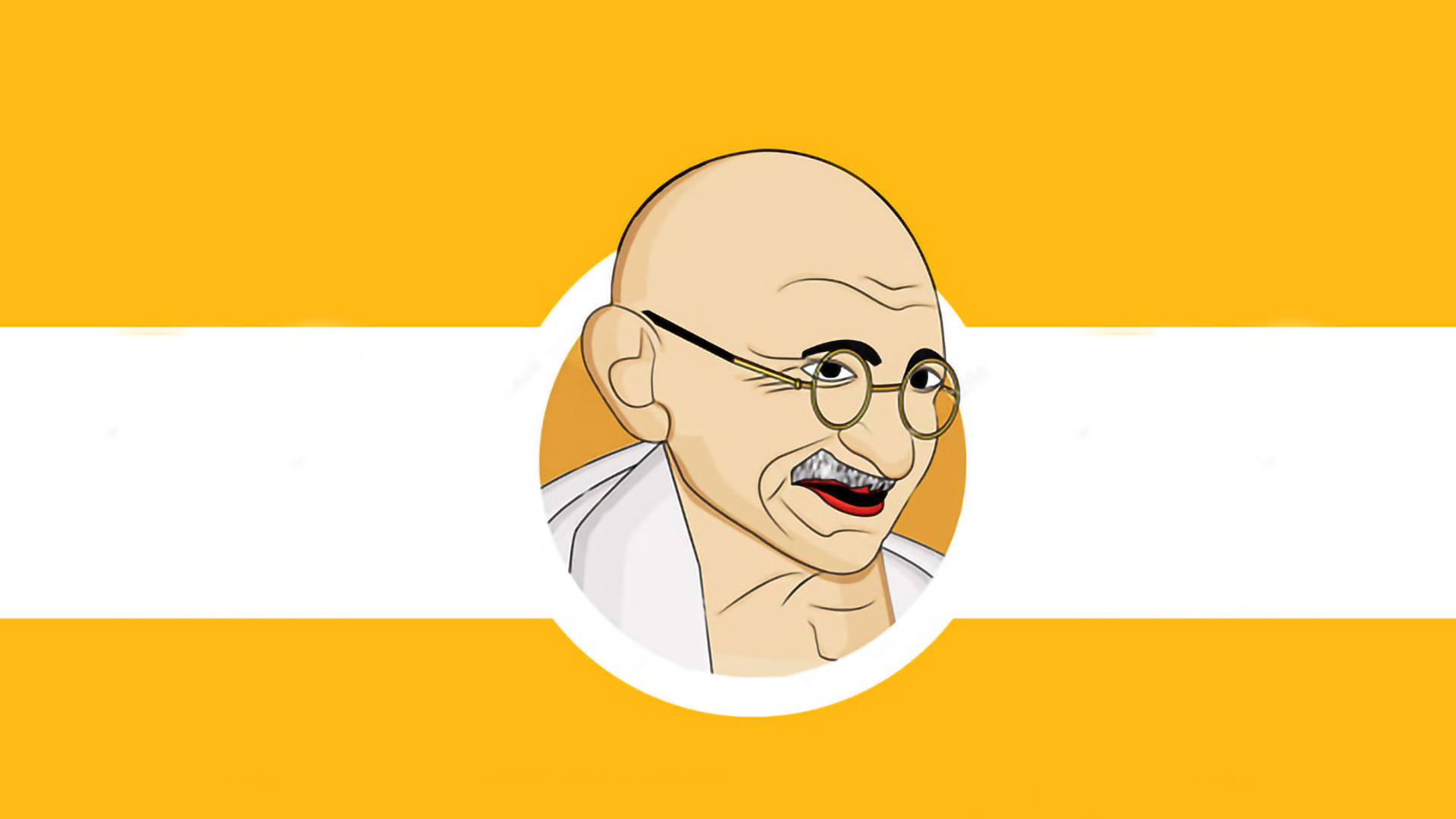 Mahatma Gandhi, cartoon illustration, round glasses, Full HD Desktop Wallpaper