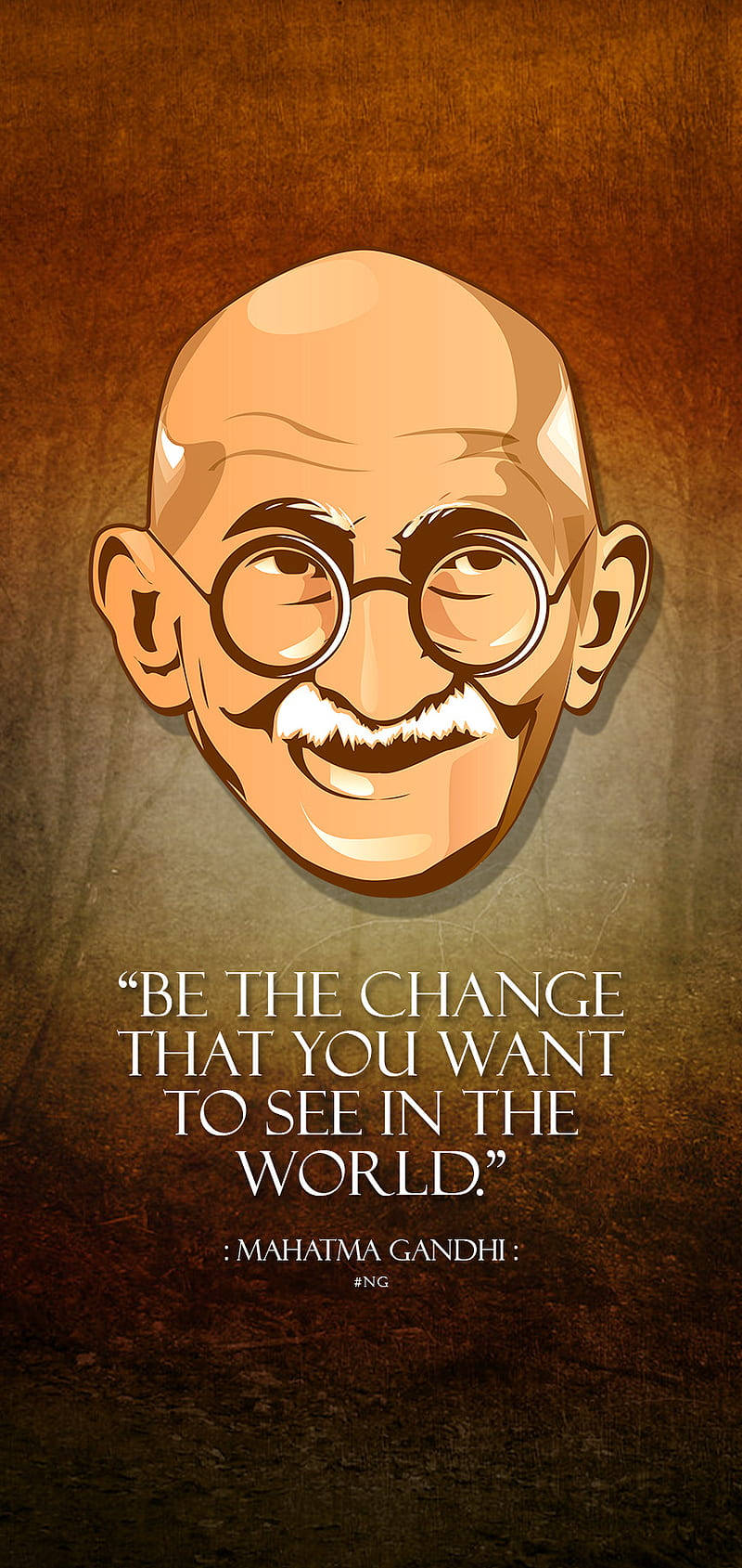 Mahatma Gandhi, round glasses, textured brown background, HD Phone Wallpaper