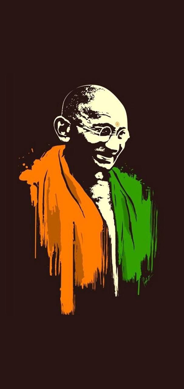 Mahatma Gandhi, orange, green, HD Phone Wallpaper