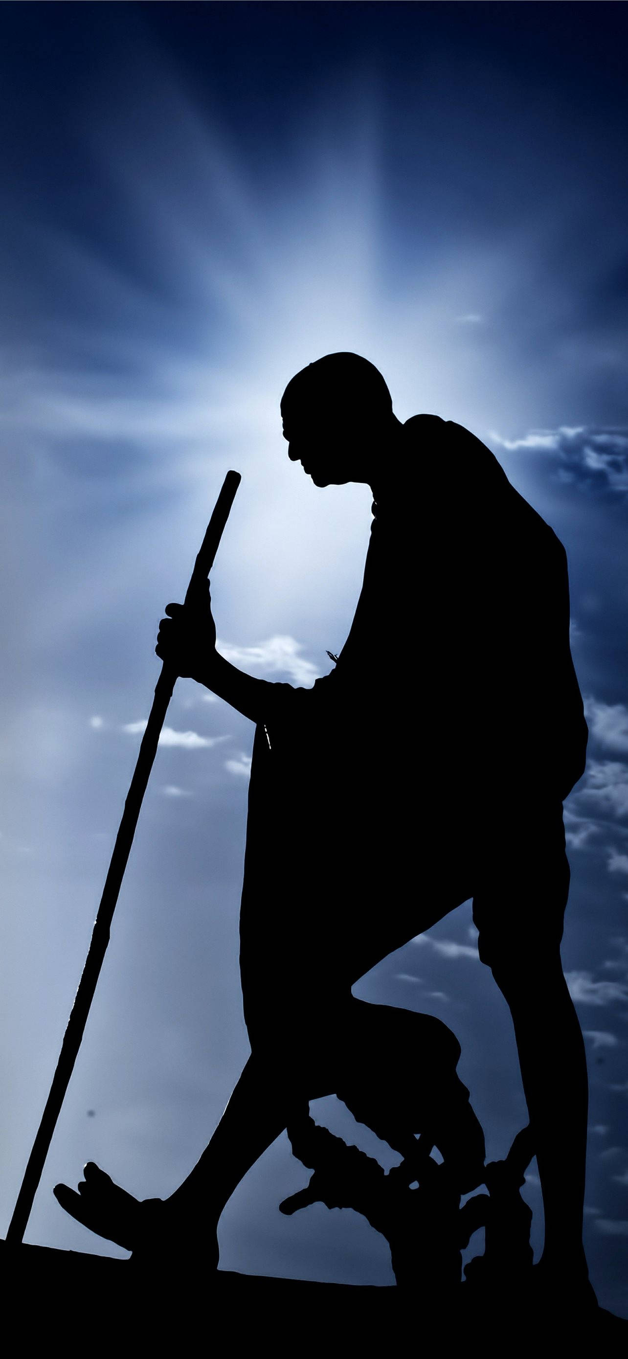 Mahatma Gandhi, statue outline, silhouette, 2K Phone Wallpaper