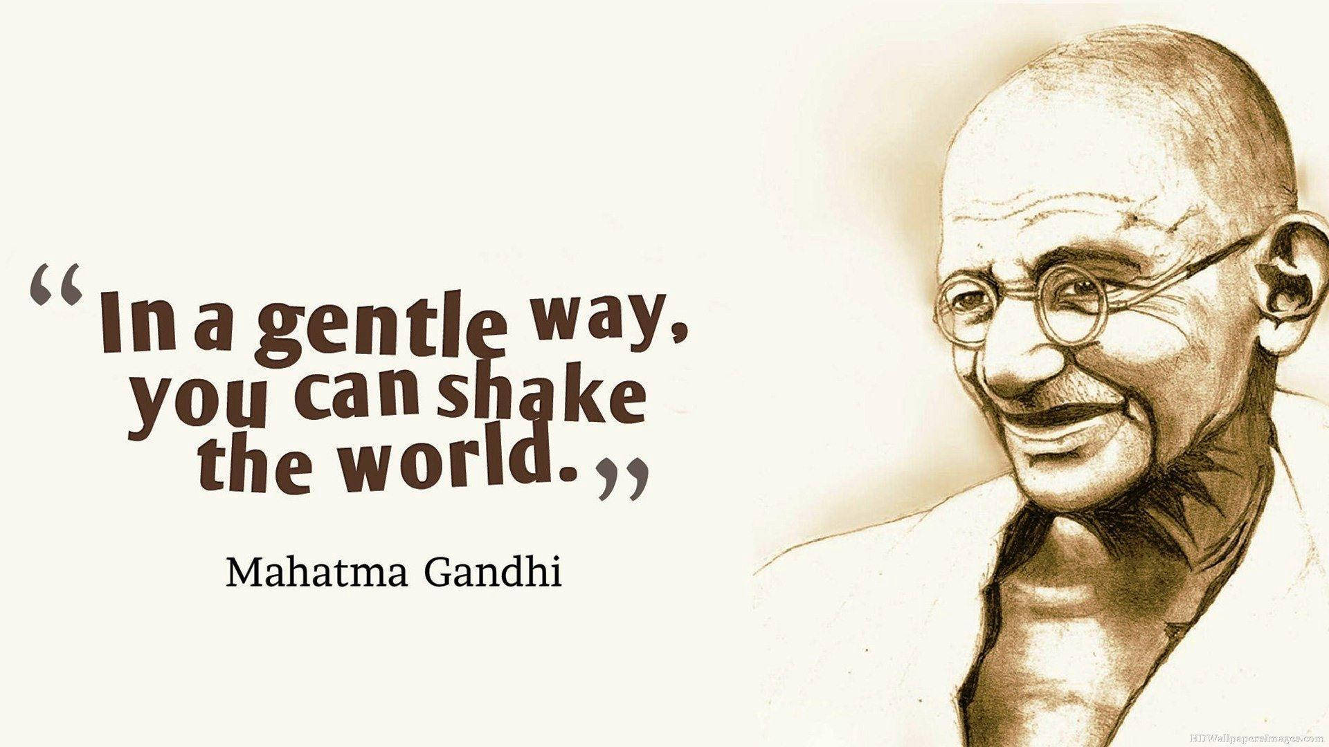 Mahatma Gandhi, sepia-toned sketch, smiling, Full HD Desktop Wallpaper
