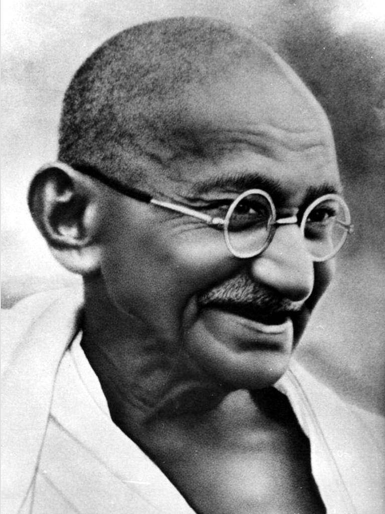 Mahatma Gandhi, charcoal pencil portrait, black and white, SD Phone Wallpaper
