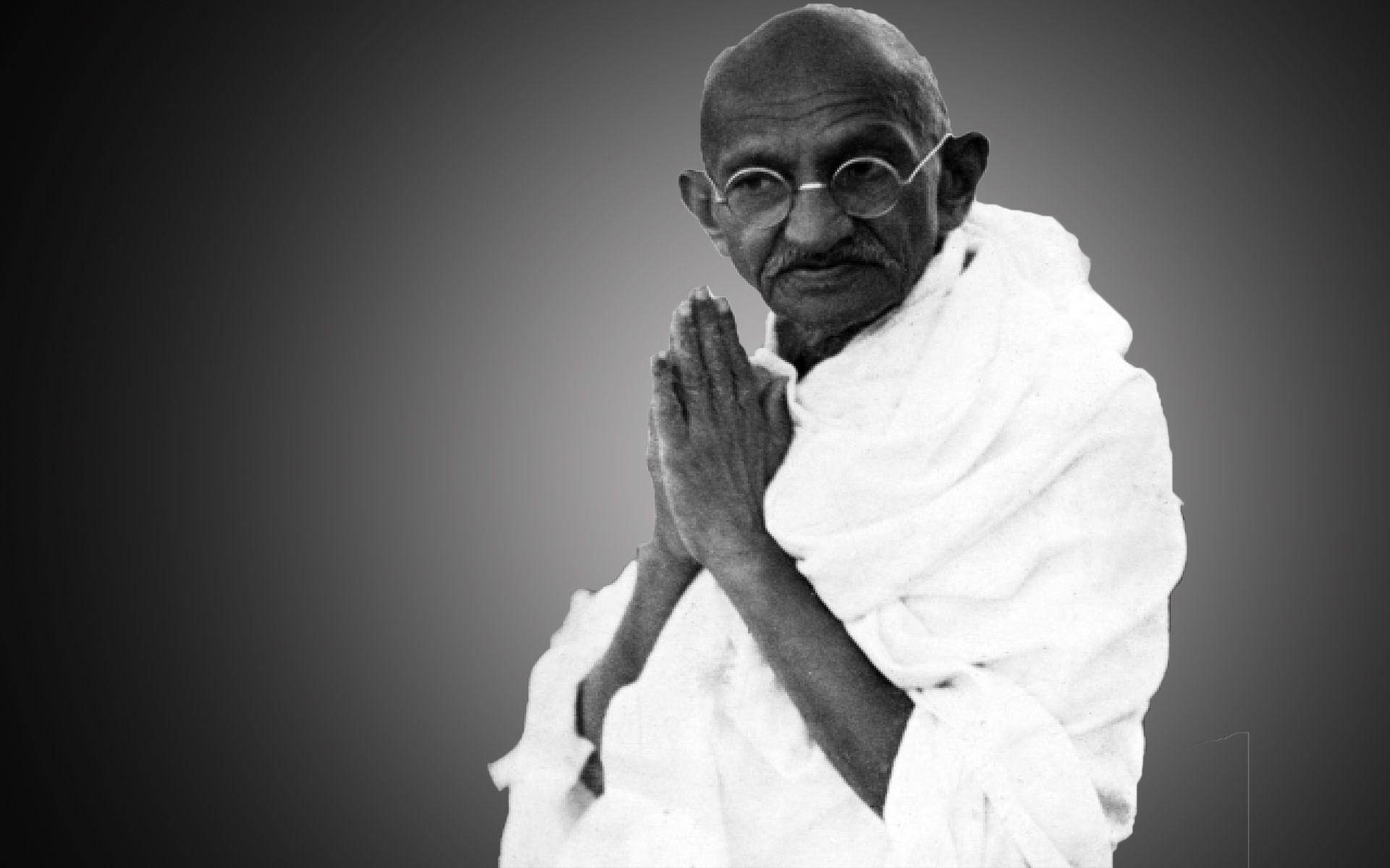 Mahatma Gandhi, praying, white dhoti, Full HD Desktop Wallpaper