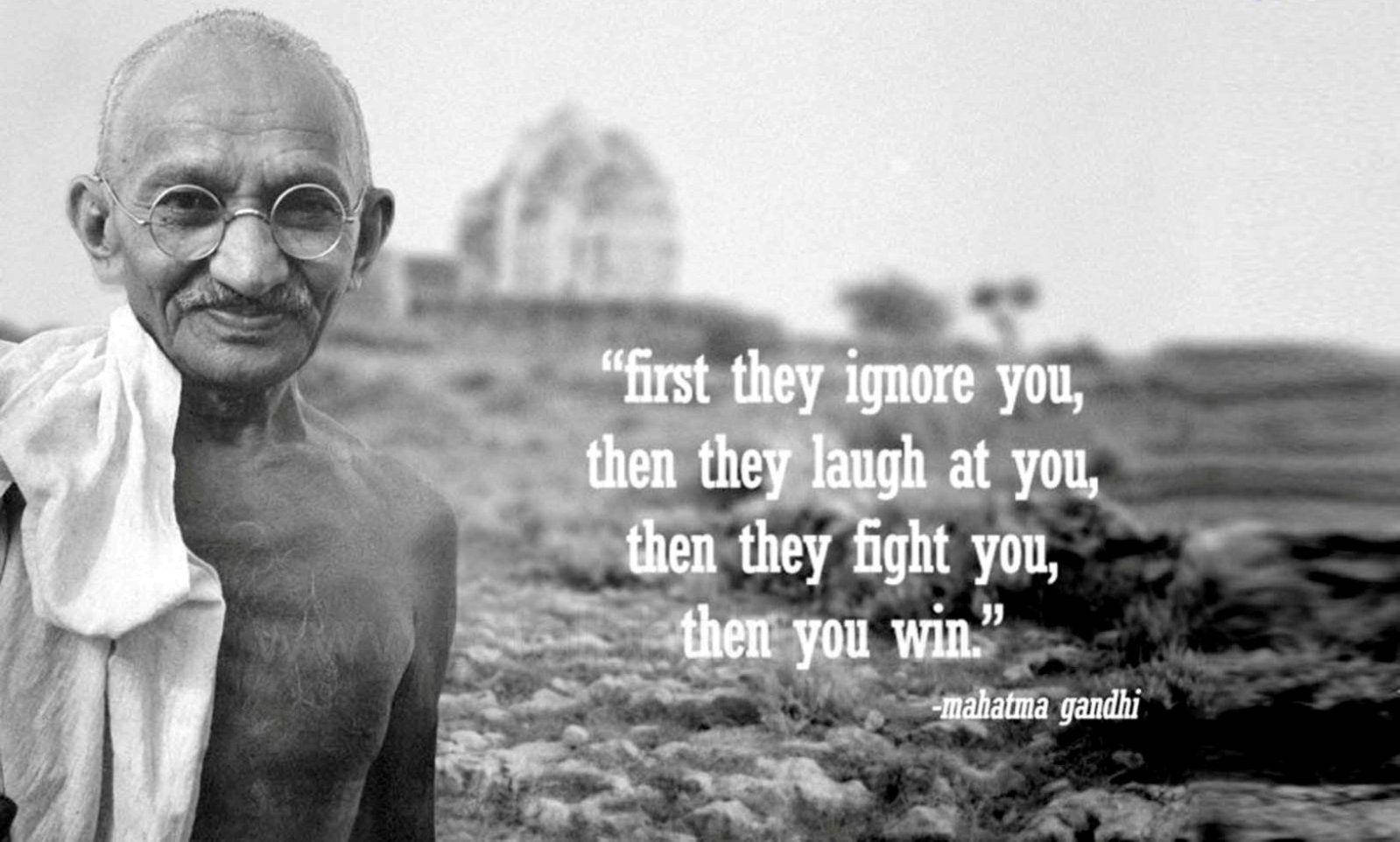 Mahatma Gandhi, words of wisdom, black and white portrait, HD Desktop Wallpaper