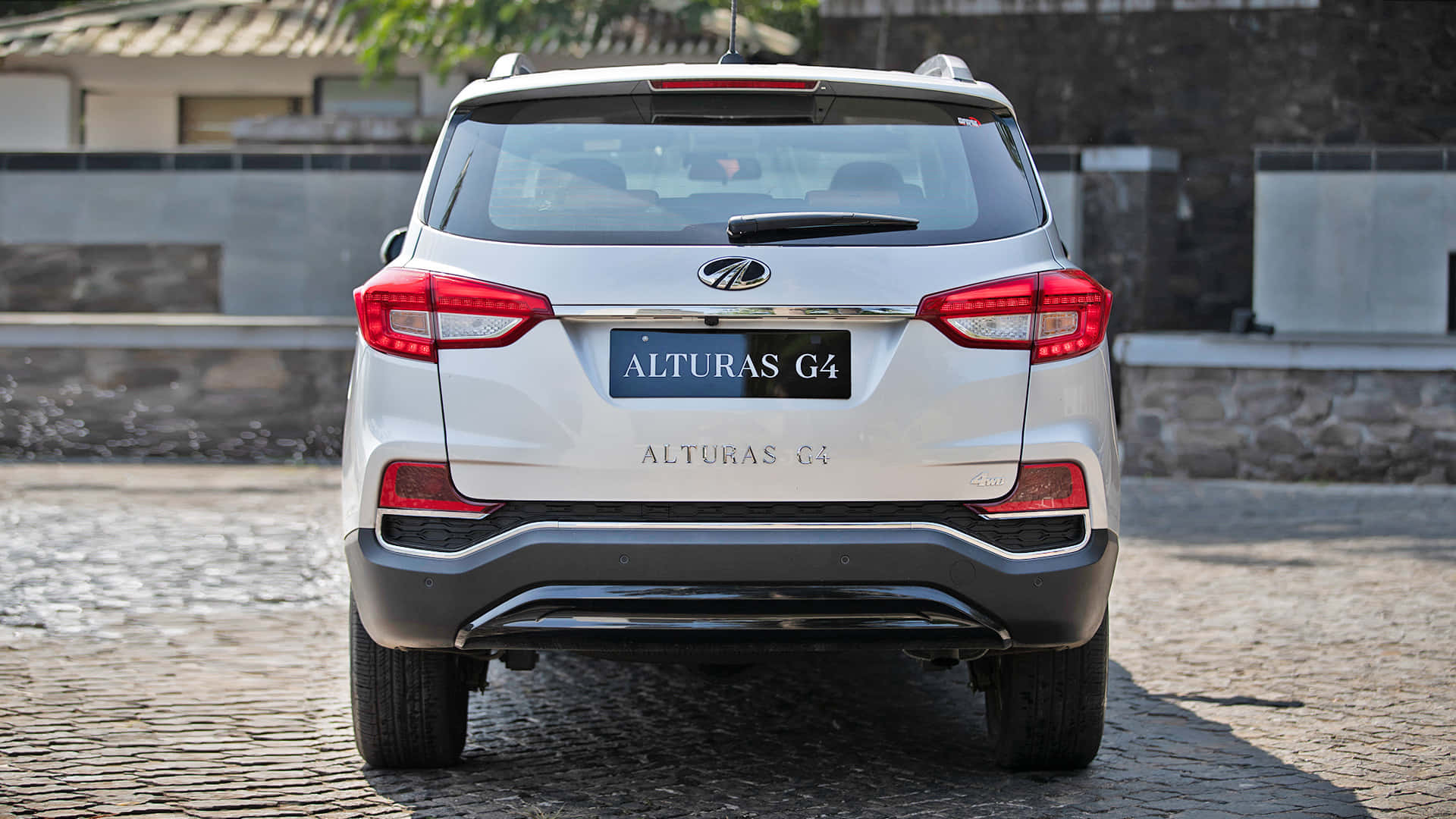 Mahindra Alturas G4, white, rear view, Full HD Desktop Wallpaper