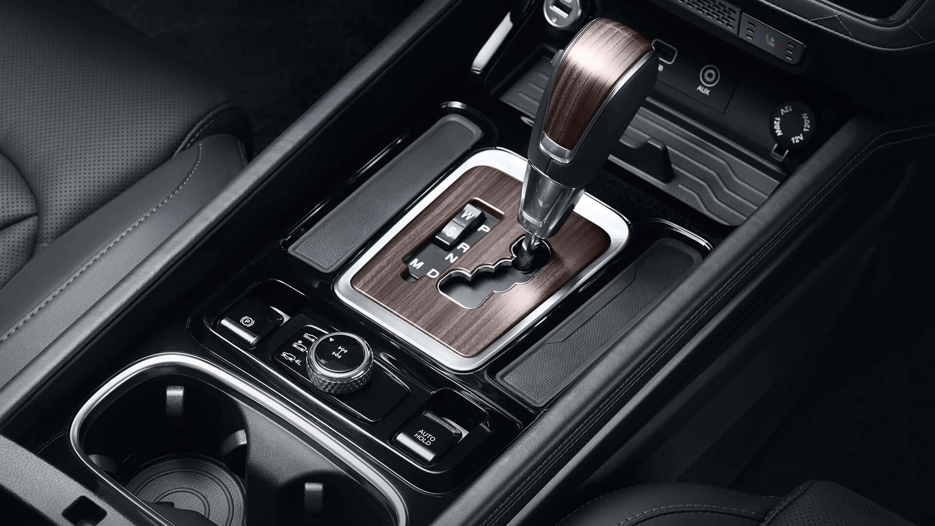 Mahindra Alturas G4, wood-trimmed gear shifter, black leather upholstery, Full HD Desktop Wallpaper