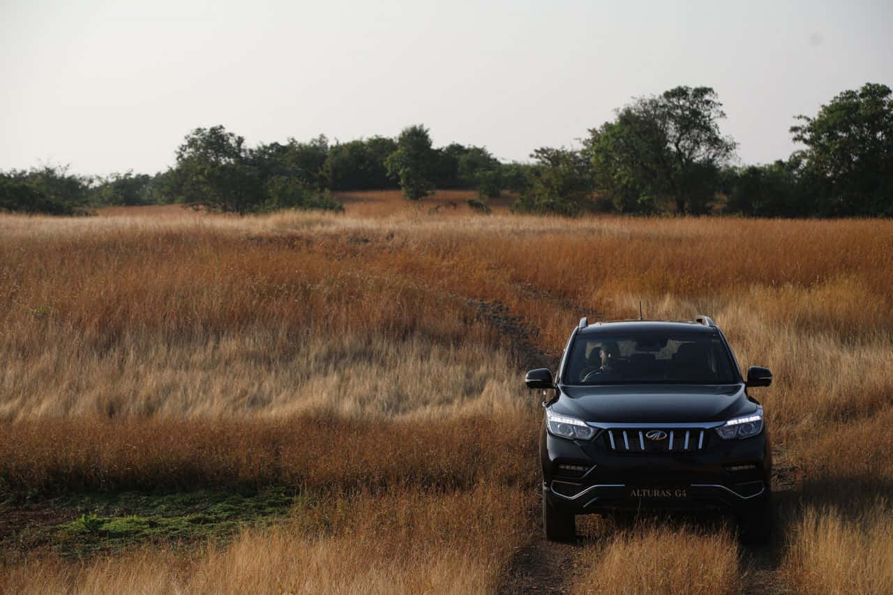 Mahindra Alturas G4, black SUV, dirt path, HD Desktop Wallpaper