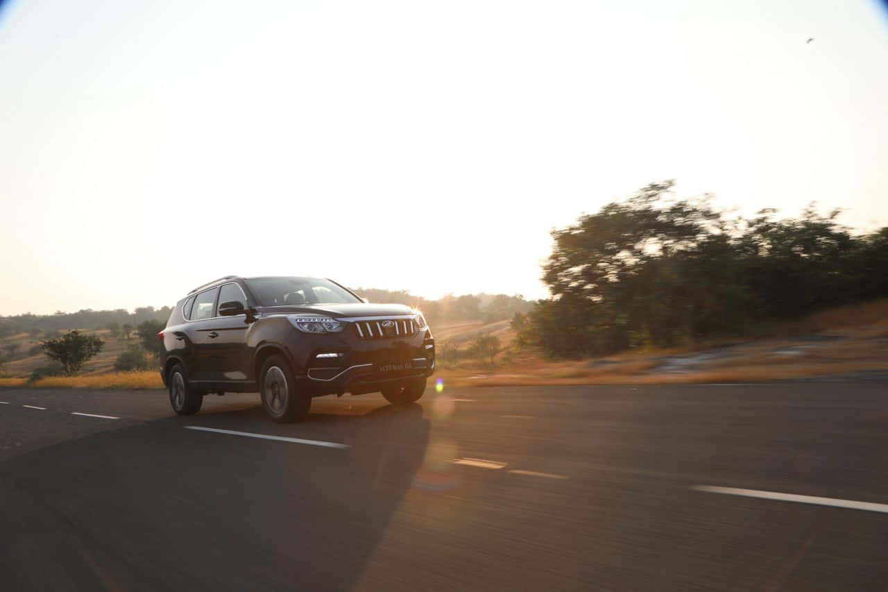 Mahindra Alturas G4, sunset drive, black SUV, HD Desktop Wallpaper