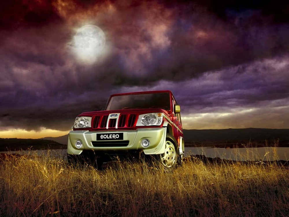 Mahindra Bolero, red and beige, tall golden grass, SD Desktop Wallpaper