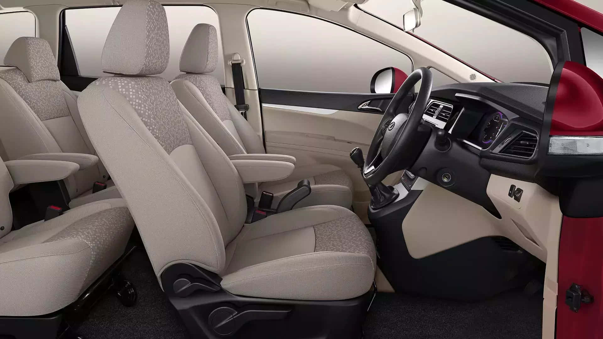 Mahindra Marazzo, red compact car, beige patterned seats, Full HD Desktop Wallpaper