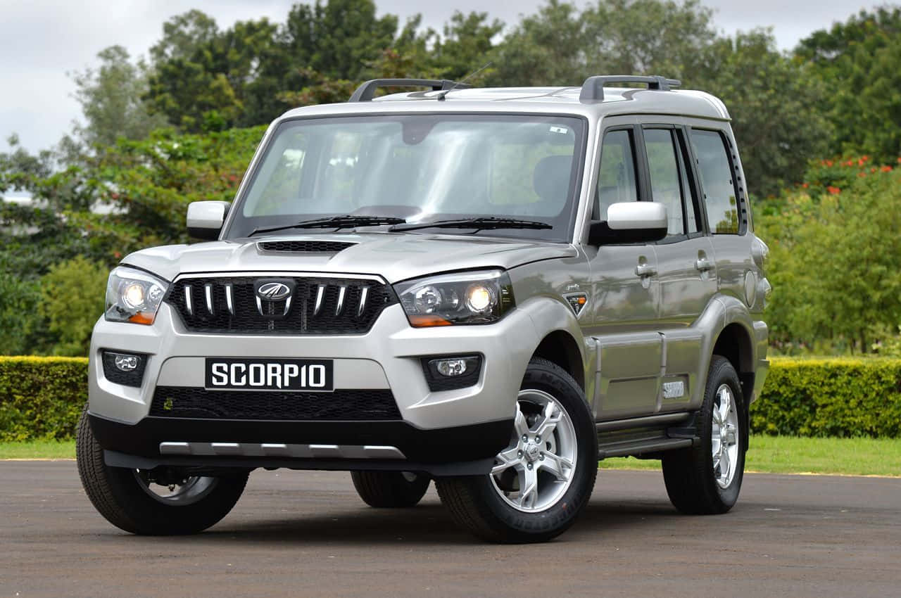 Mahindra Scorpio, silver, pavement, HD Desktop Wallpaper