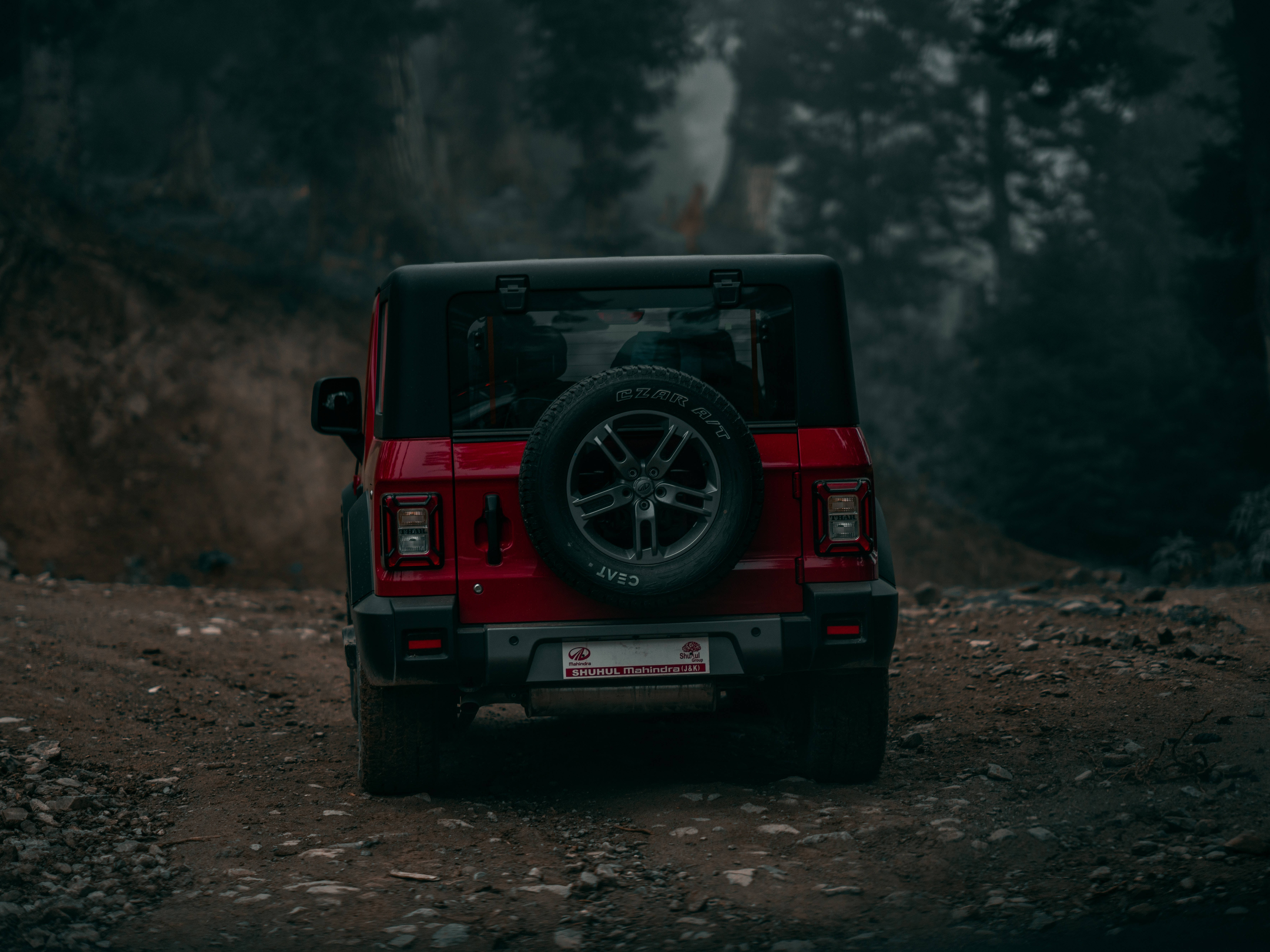 Red Thar, off-road vehicle, spare tire, 5K Desktop Wallpaper
