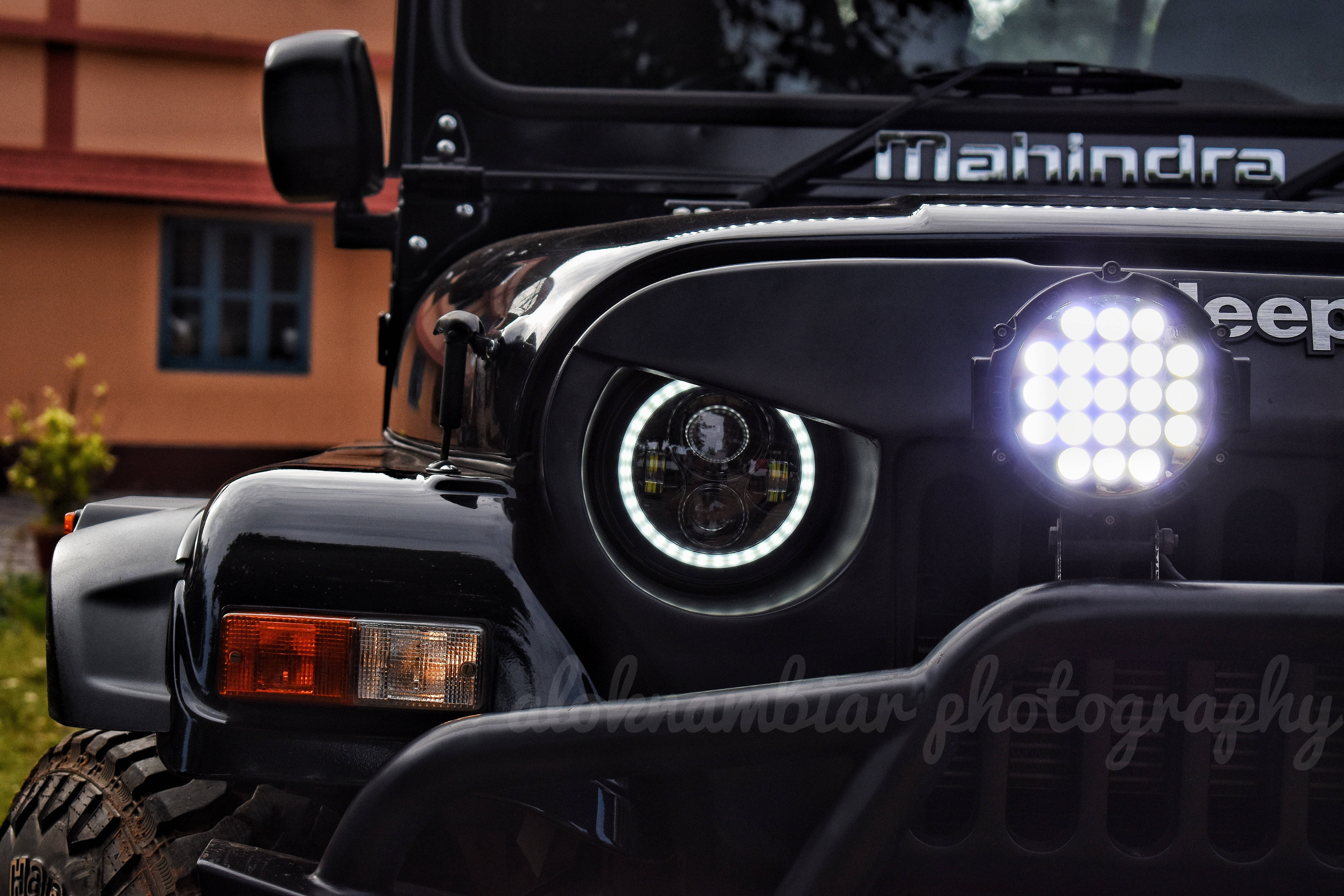 Mahindra Thar 2021, black, LED headlights, 5K Desktop Wallpaper