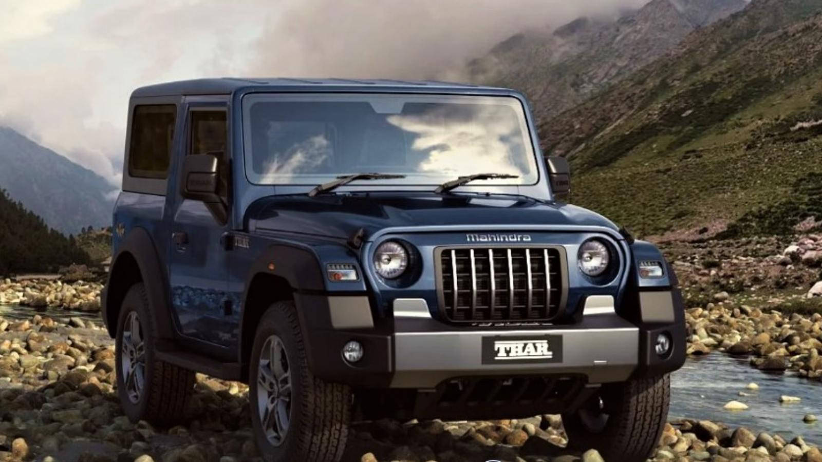 Mahindra Thar 2021, rocky riverbed, misty mountains, HD Desktop Wallpaper