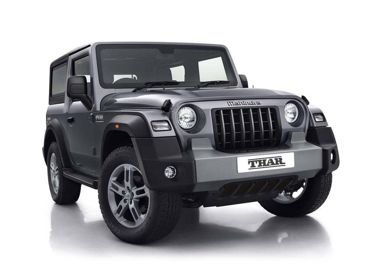 Mahindra Thar 2021, matte gray, reflective white studio floor, SD Desktop Wallpaper