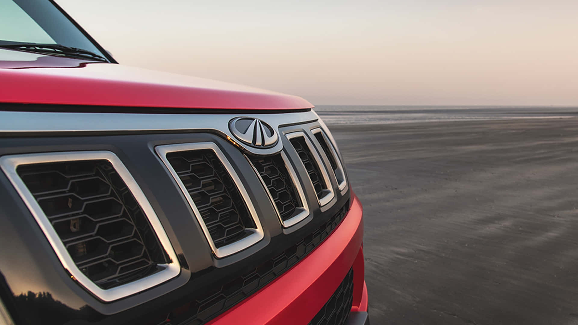 Mahindra TUV300, front grille, red, Full HD Desktop Wallpaper