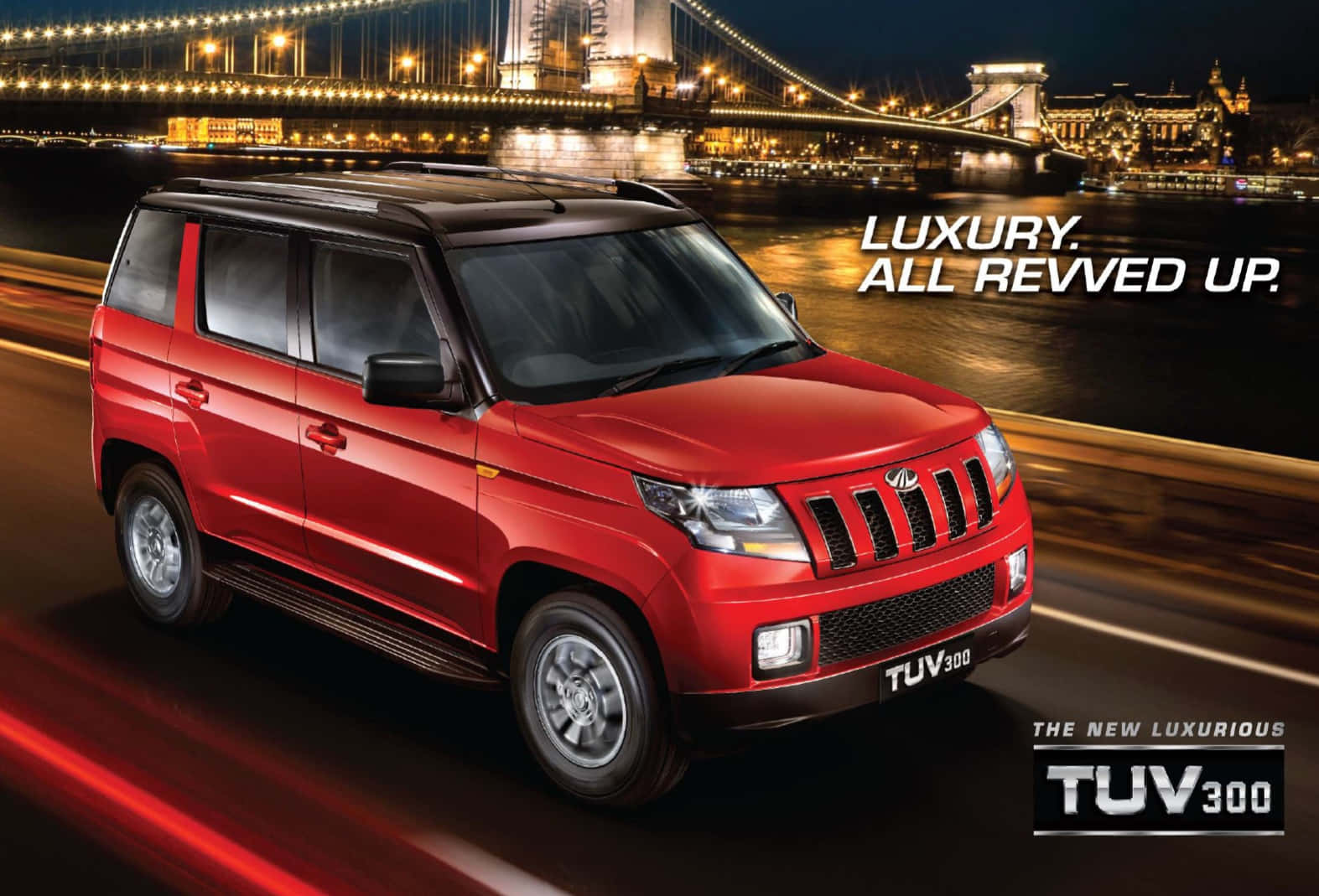 Mahindra TUV300, vibrant red, city street, HD Desktop Wallpaper