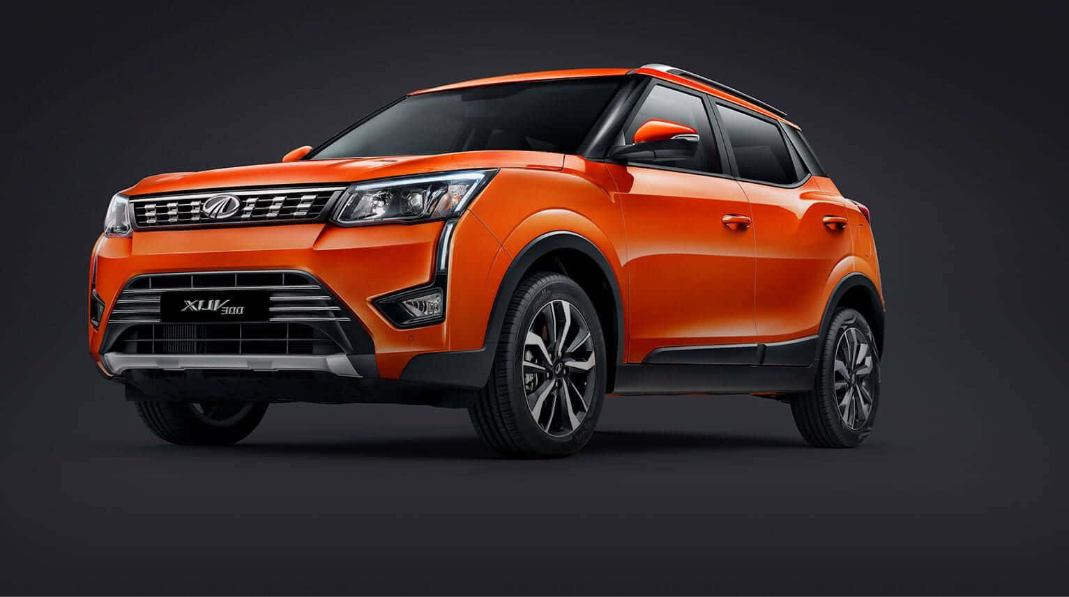 Mahindra XUV300, orange, side view, HD Desktop Wallpaper