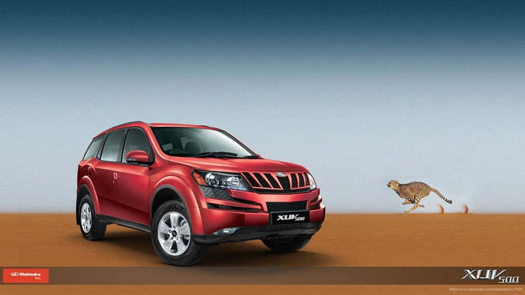Mahindra XUV500, vibrant red, desert terrain, SD Desktop Wallpaper