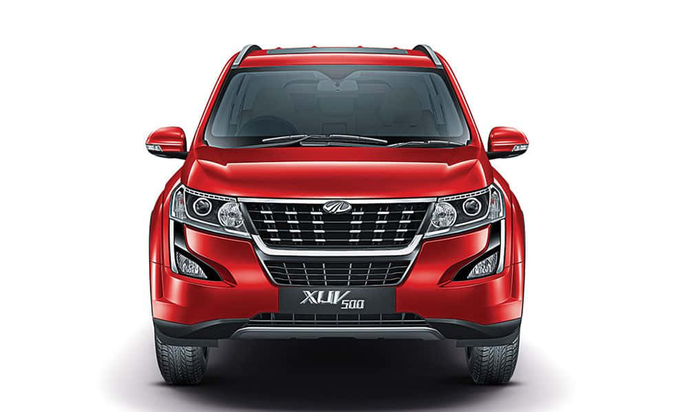 Mahindra XUV500, vibrant red, chrome grille, SD Desktop Wallpaper
